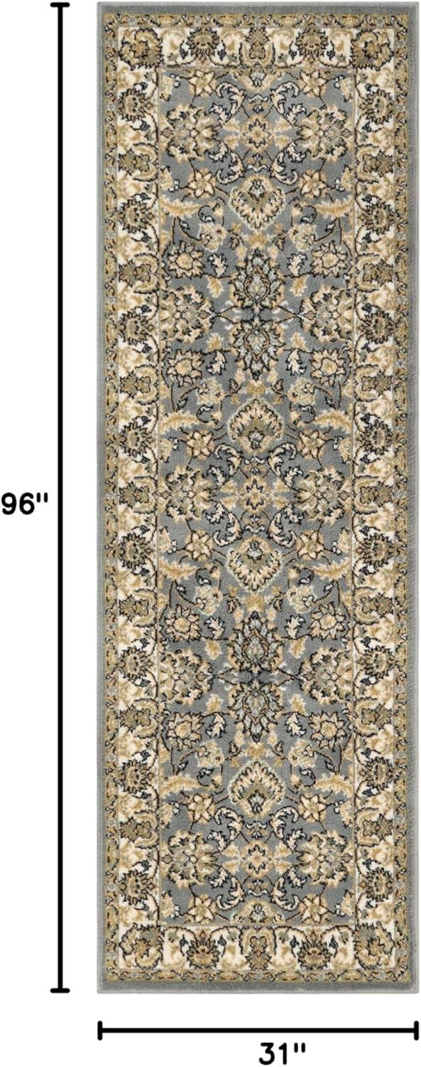 Superior Lille Traditional Floral Indoor Runner Rug, Grey, 2' 7" x 8'
