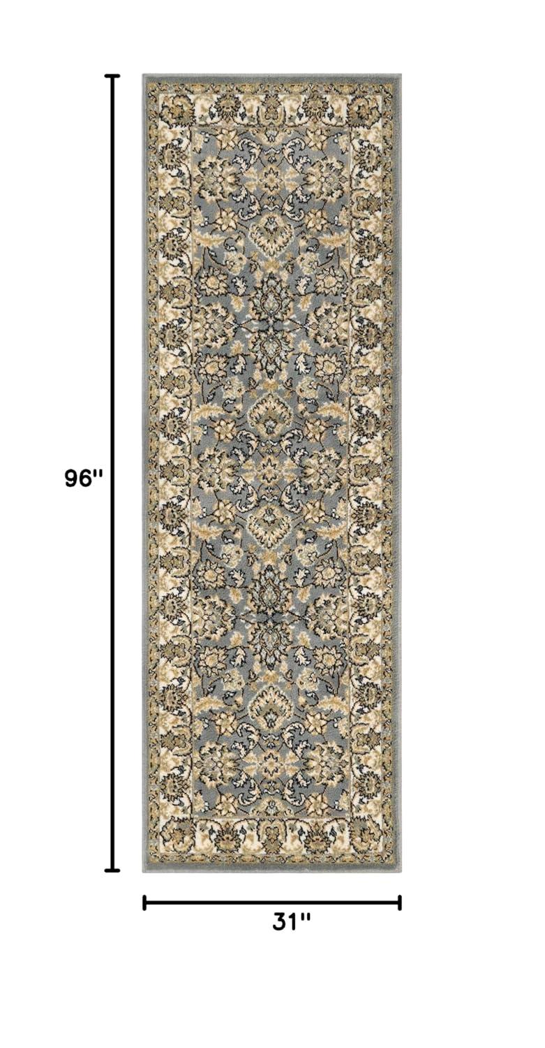 Superior Lille Traditional Floral Indoor Runner Rug, Grey, 2' 7" x 8'
