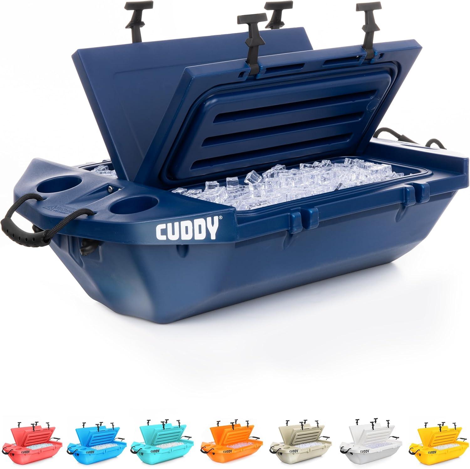Cuddy Floating Cooler and Dry Storage Vessel - 40QT - Amphibious Hard Shell Design, Navy