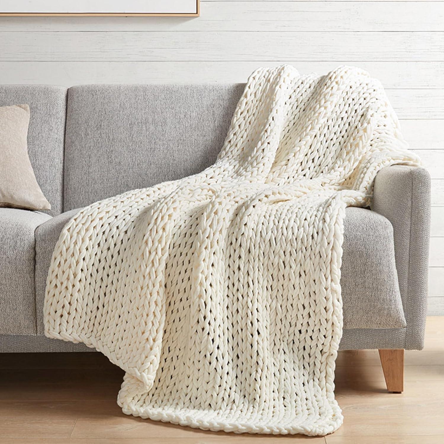 Kelly Clarkson Home Madison Hand Made Chunky Double Knit Throw Blanket