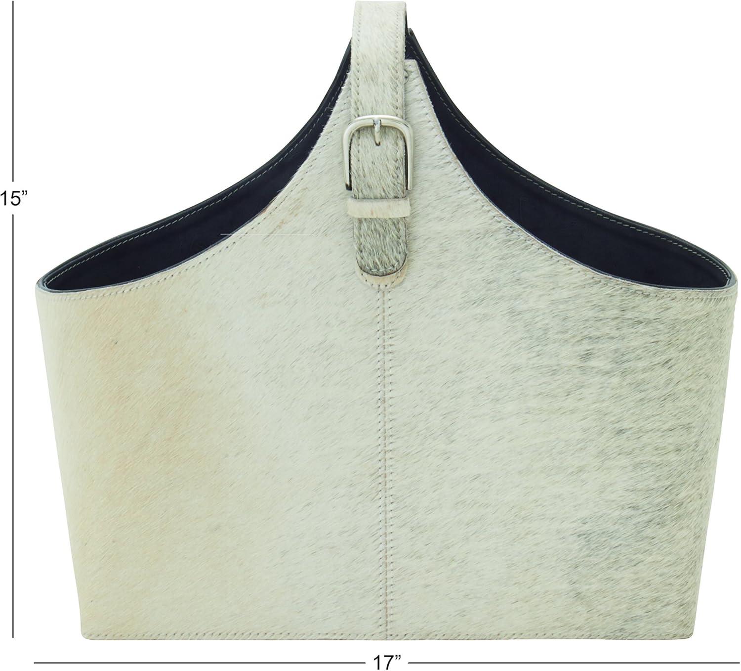 Millwood Pines Sandie Leather Handmade Wood Decorative Magazine Holder with Detail Stitching and Curved Buckle Handles