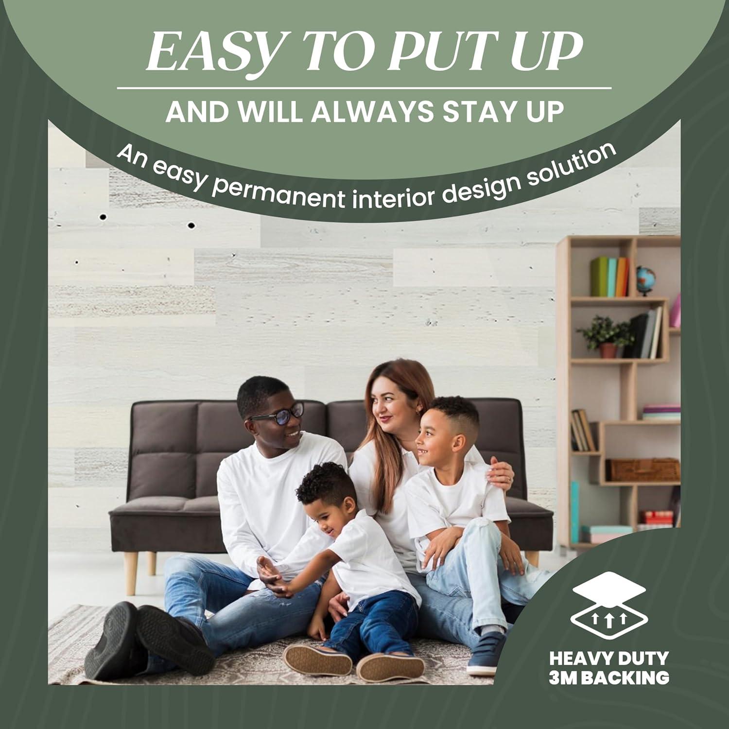 Timberchic River Reclaimed Wooden Wall planks - Simple Peel & Stick Wall Covering Application for DIY Accent Wall & Home Improvement - Modern, Premium Wall Paneling