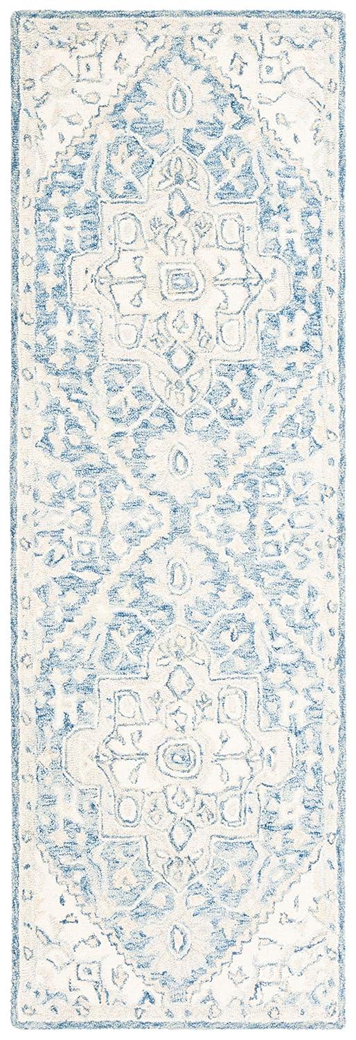 Micro-Loop MLP503 Hand Tufted Indoor Runner Rug - Blue/Ivory - 2'3"x7' - Safavieh