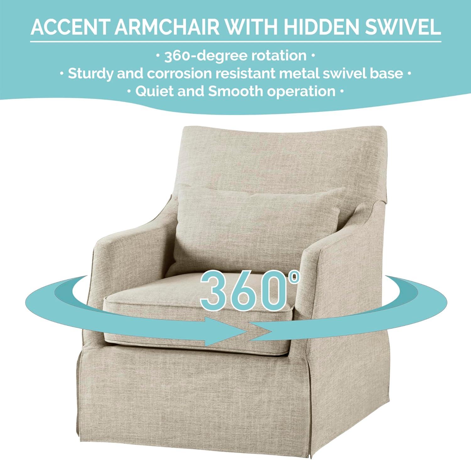 Martha Stewart London Skirted Swivel Chair Tan: Upholstered Polyester, No Assembly Required