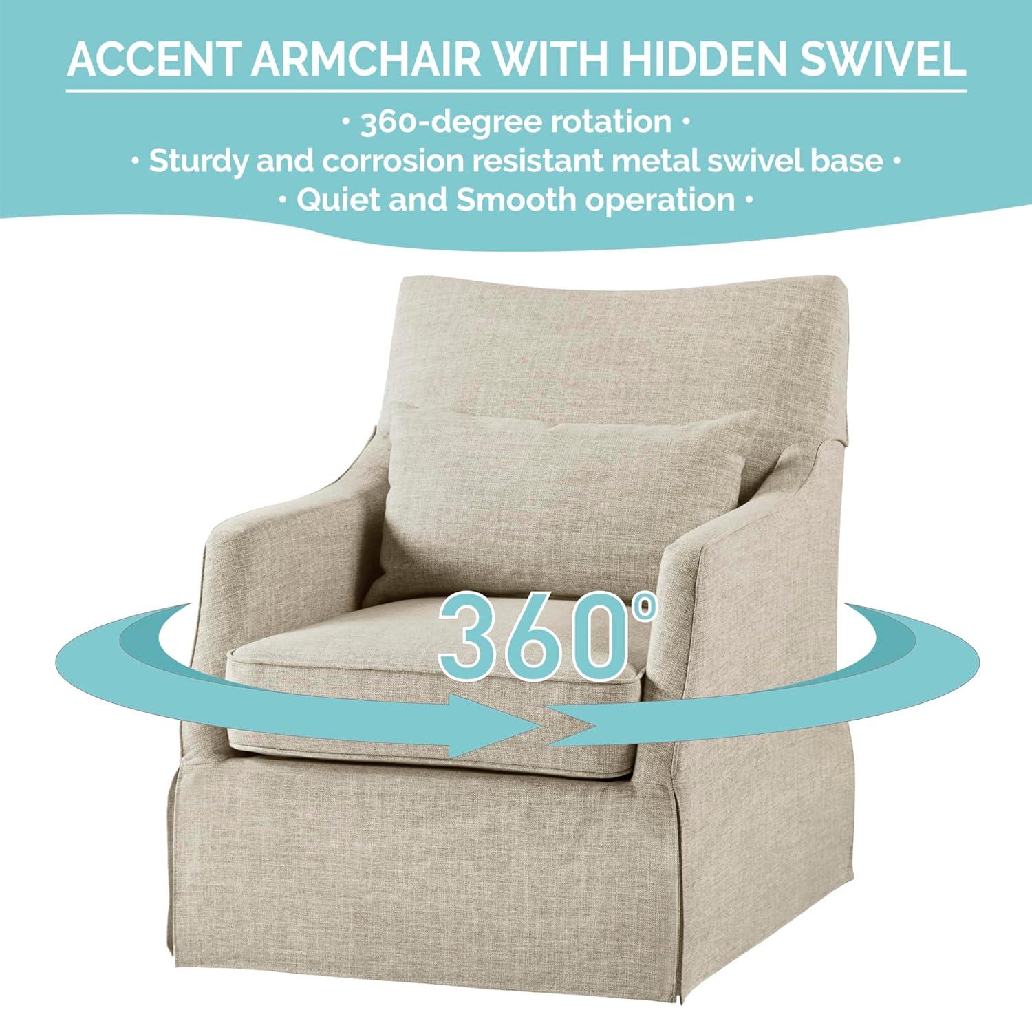 Martha Stewart London Skirted Swivel Chair Tan: Upholstered Polyester, No Assembly Required