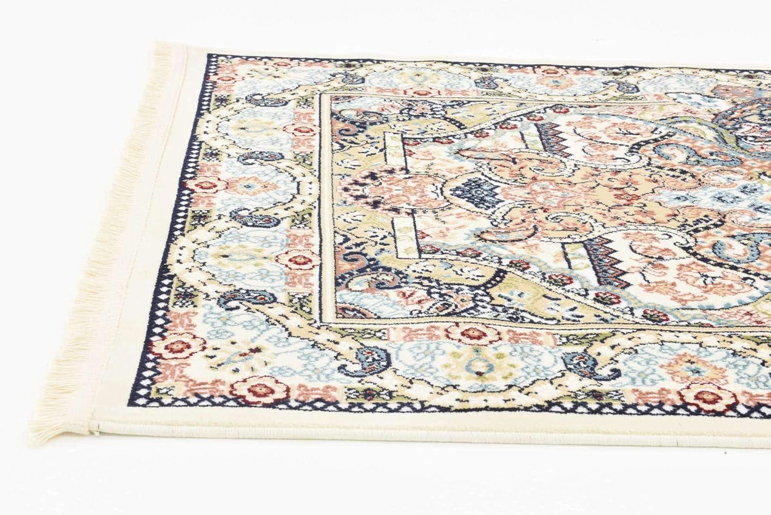 Unique Loom Glasgow Narenj Rug Ivory/Blue 3' x 13' 1" Runner Floral Traditional Perfect For Bathroom Hallway Mud Room Laundry Room