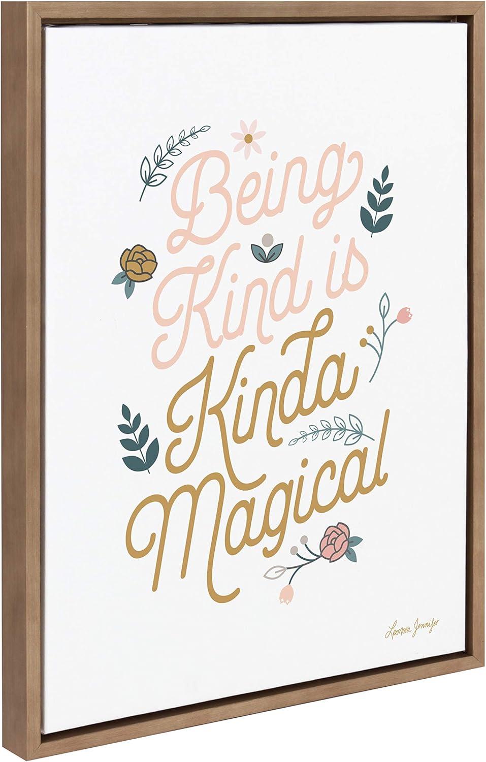 18" x 24" Sylvie Being Kind is Kinda Magical v2 by Yellow Heart Art - Kate & Laurel: Quote Canvas, Modern Wall Decor