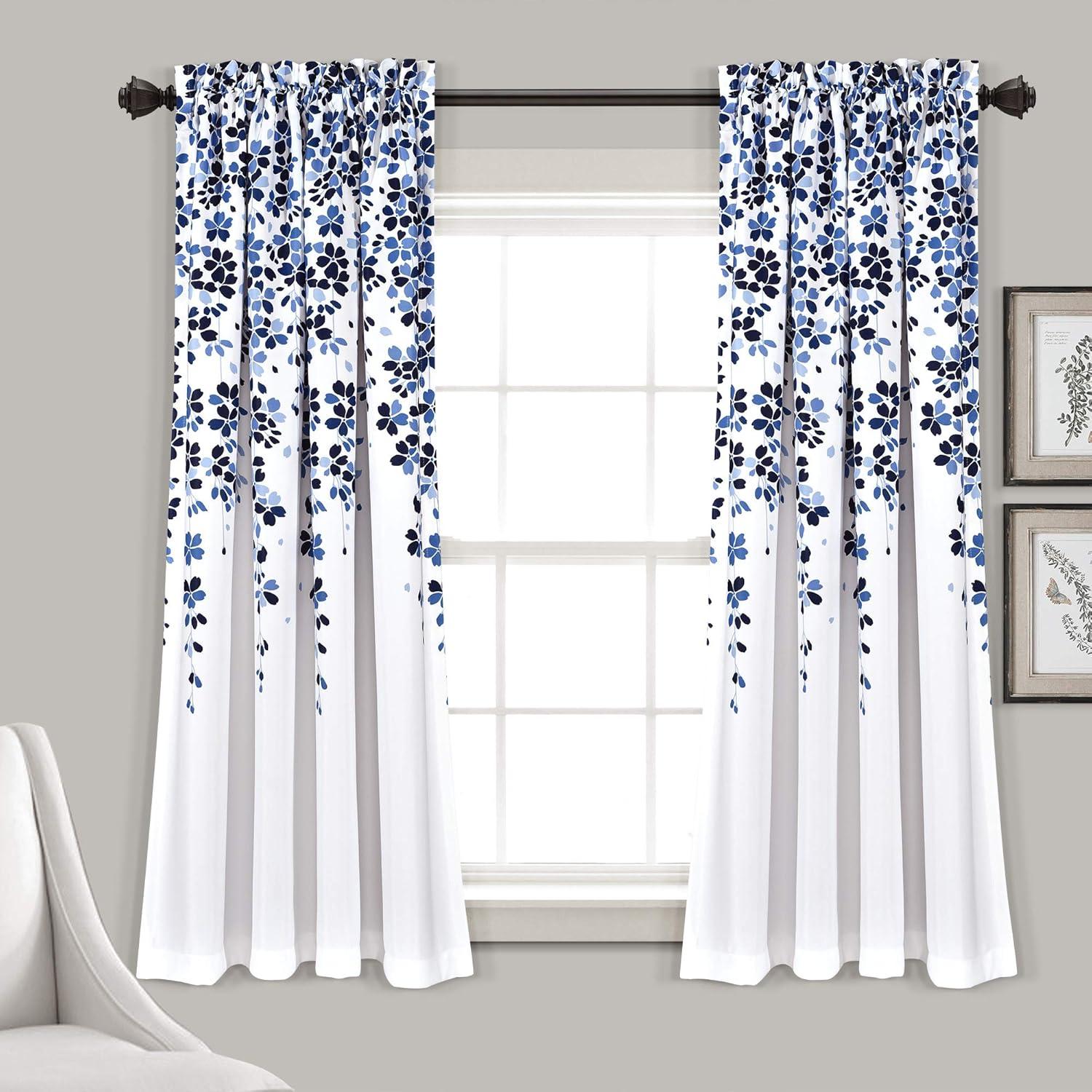 Weeping Flowers Polyester Room Darkening Curtain Pair