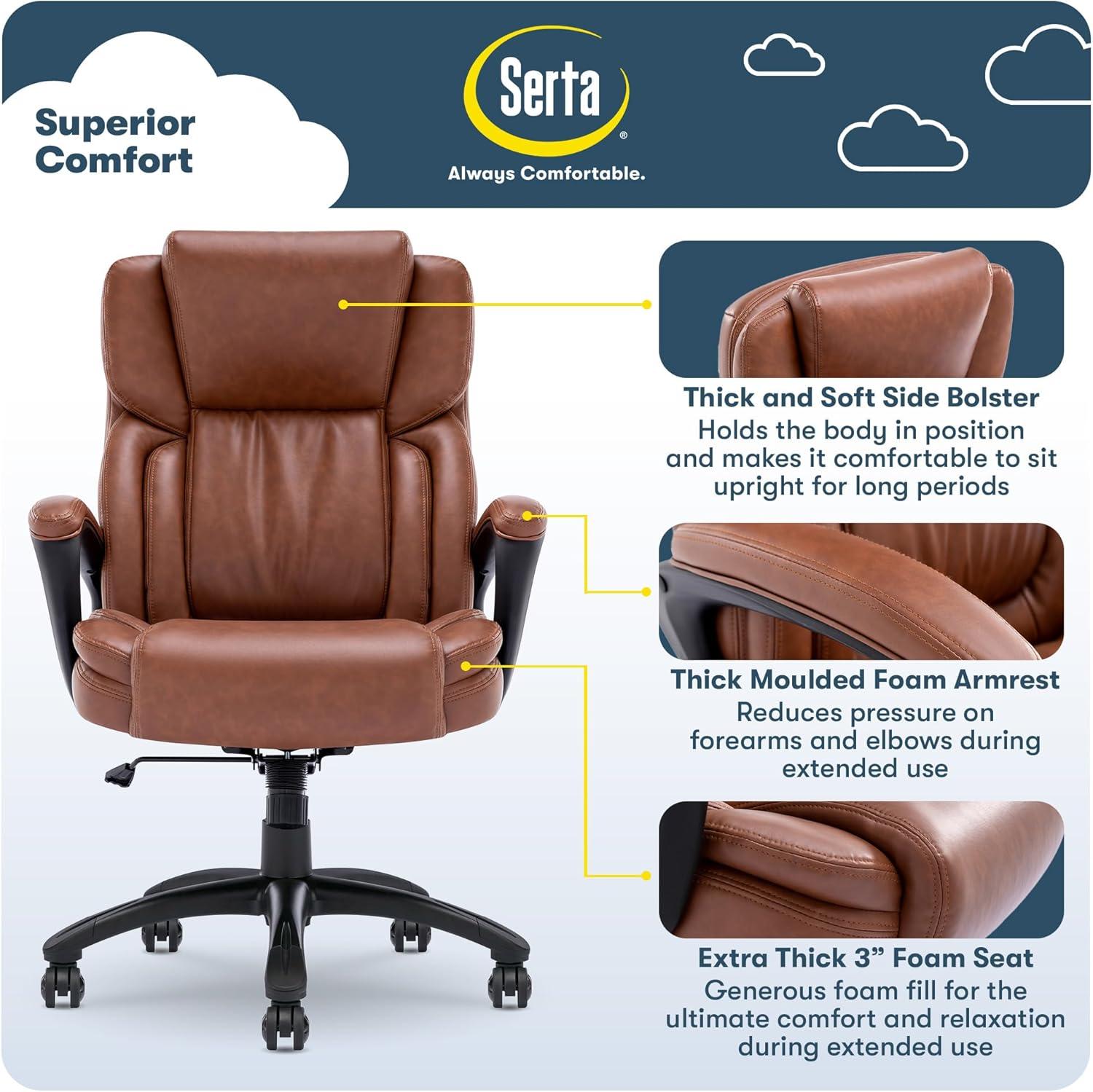 Serta Garret Ergonomic Executive Office Chair with Layered Body Pillows