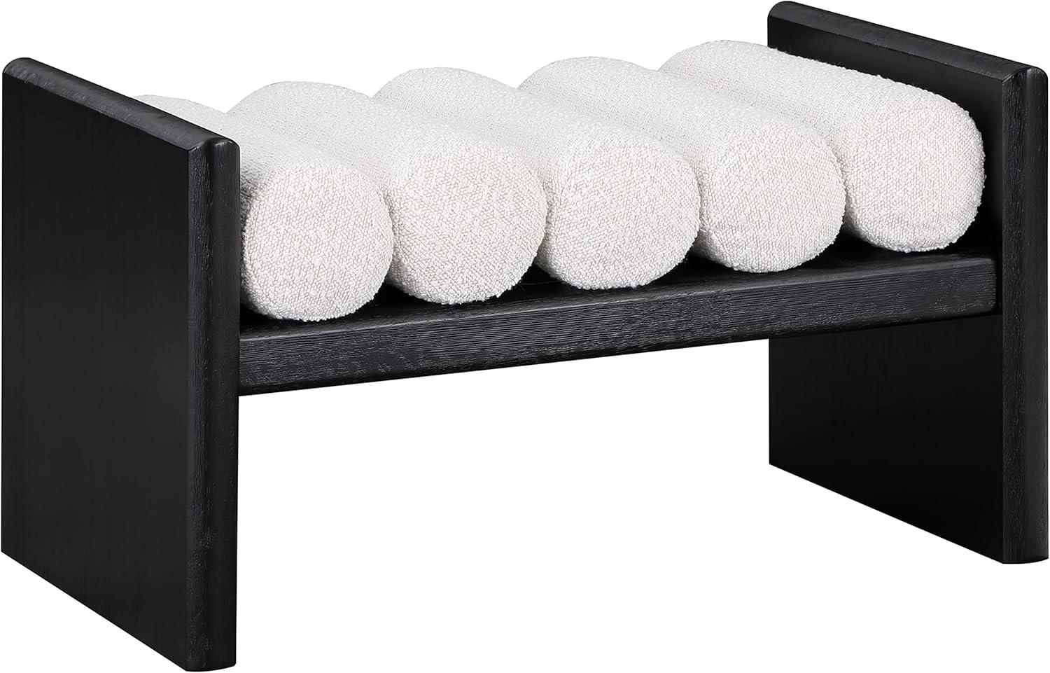 Boucle Fabric Wood Bench