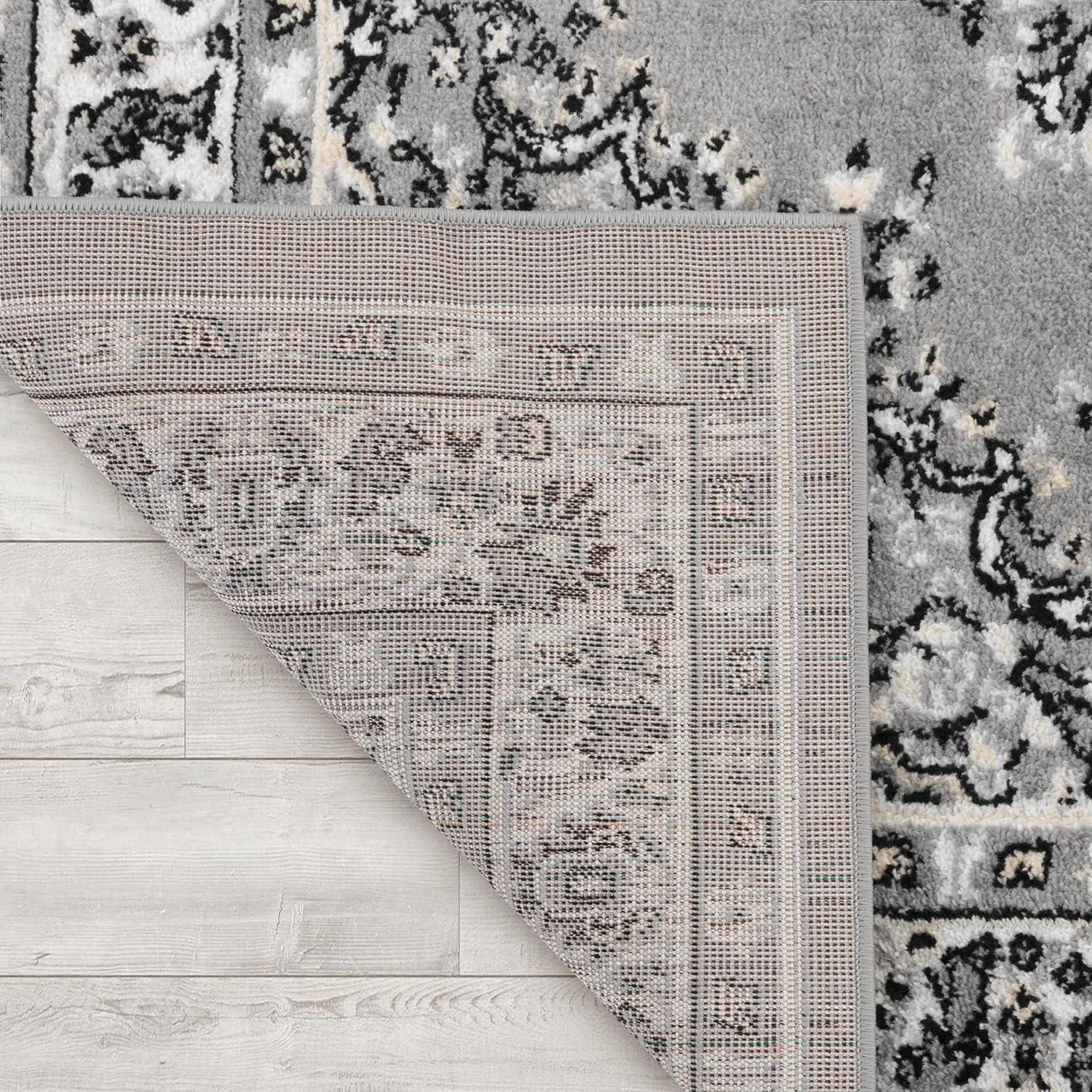 World Rug Gallery Vintage Oriental Distressed Medallion Grey 5' x 7' Indoor Area Rug