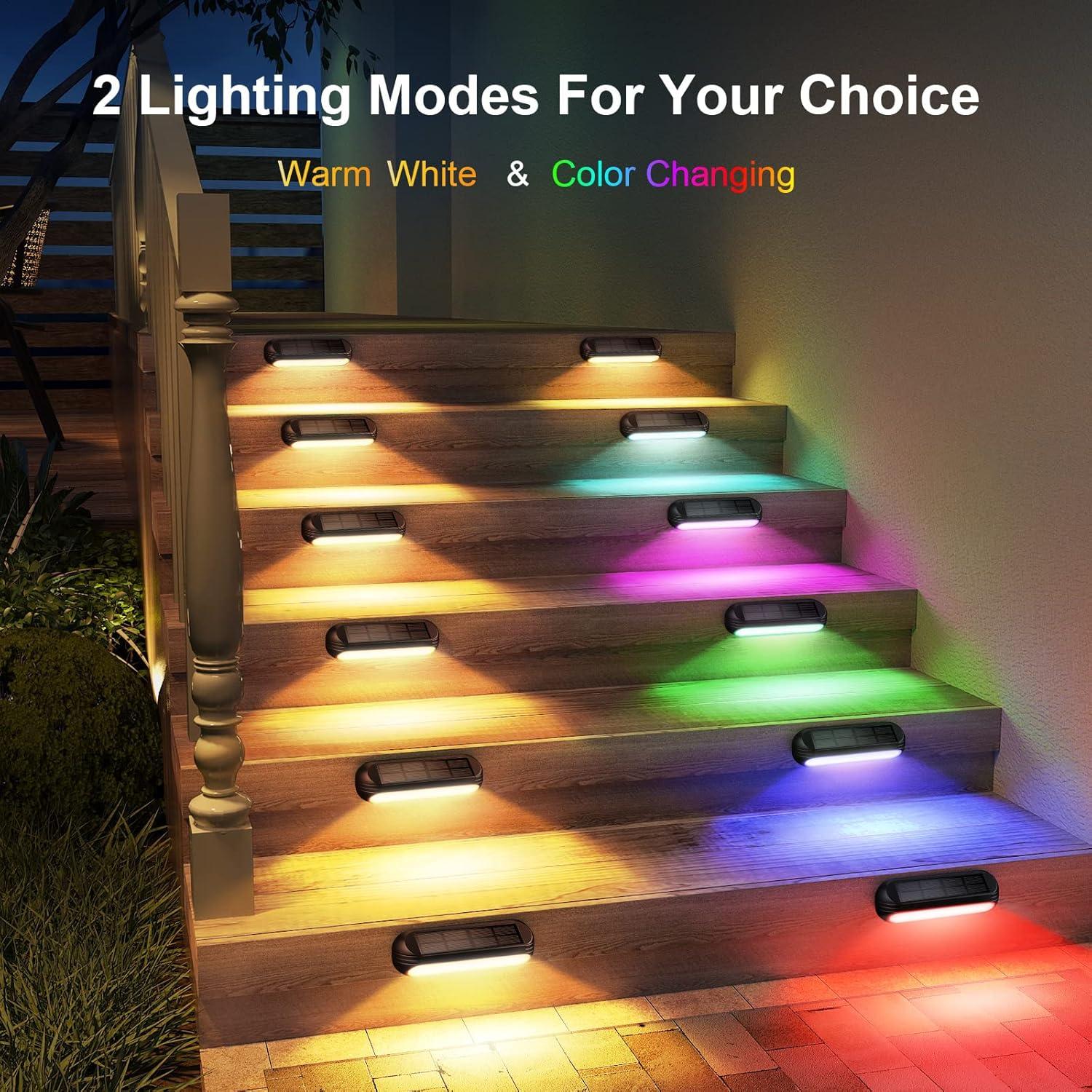 WdtPro Matte Black Solar Powered Integrated LED Step Light Kit (Set of 8)