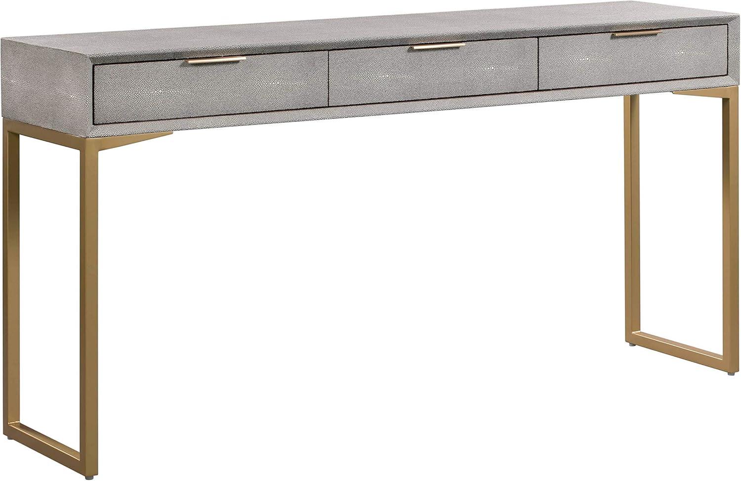 TOV Furniture Pesce 29.5"H Contemporary Wood Console Table in Gray/Brass