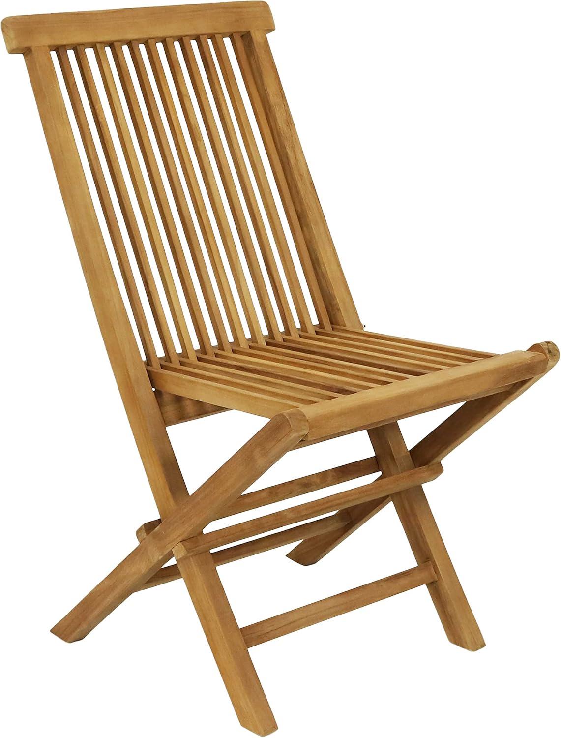 Sunnydaze Outdoor Solid Teak Wood with Stained Finish Hyannis Folding Dining Chairs - Light Brown