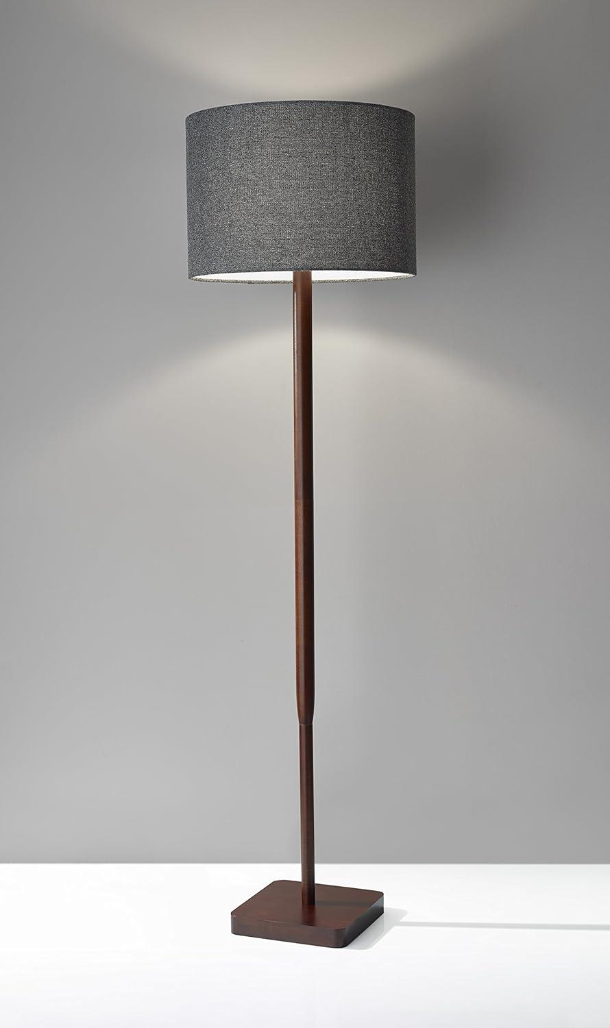 Ellis 58.5'' Walnut Wood Grain Floor Lamp with Textured Dark Gray Shade