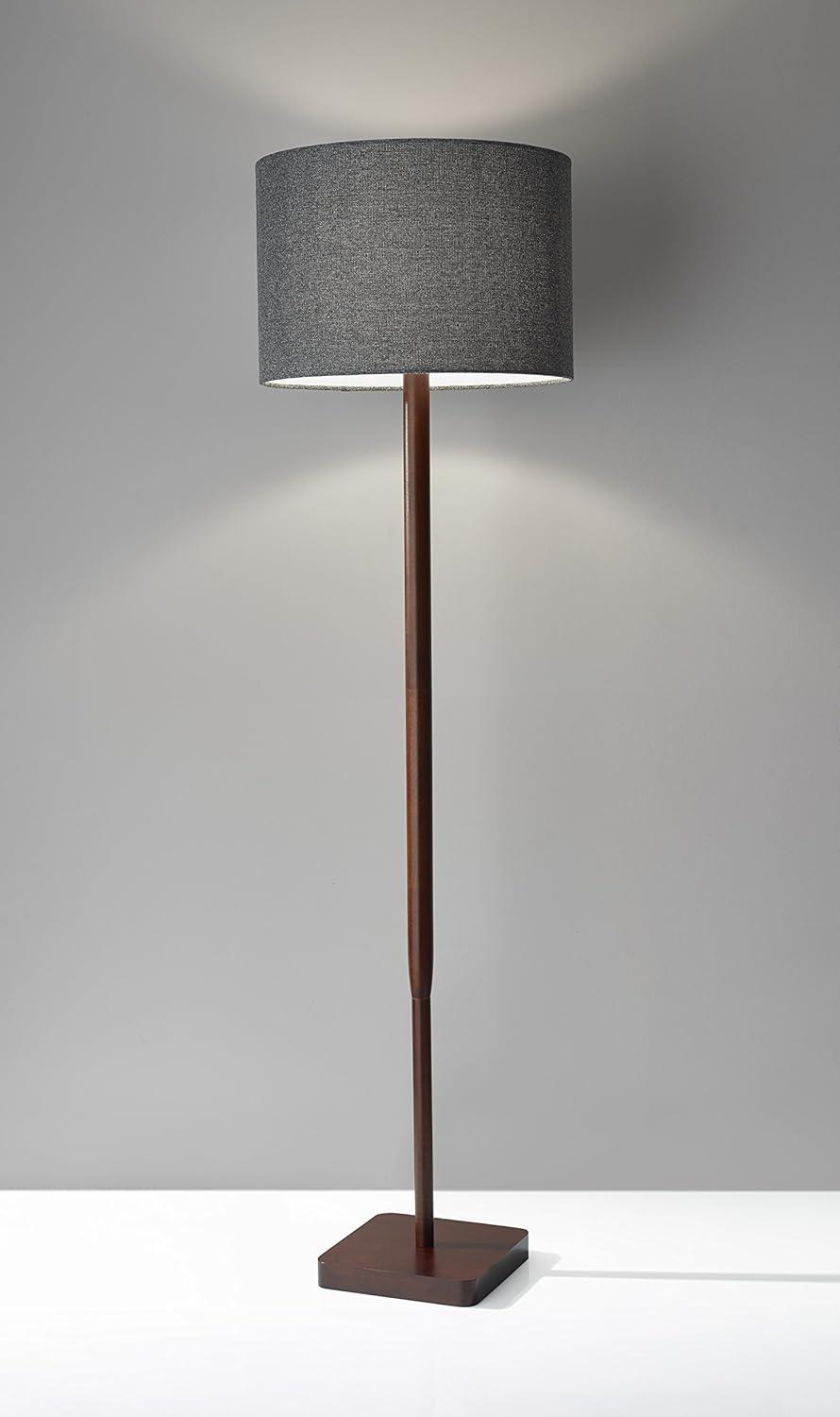 Adesso 58.5" 3-way Ellis Floor Lamp Brown: ETL Listed, Acrylic Shade, Turn Knob Switch