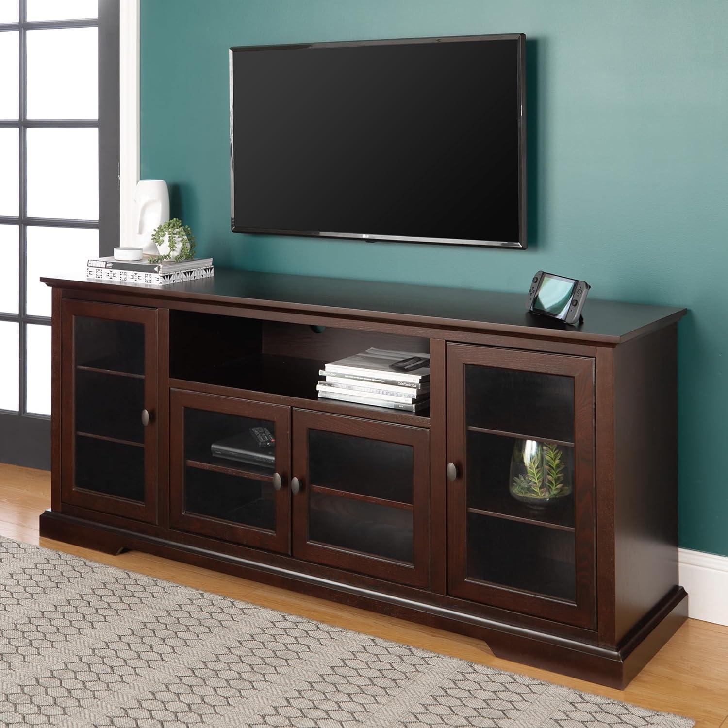 Walker Edison Contemporary TV Stand for TVs up to 78", Espresso