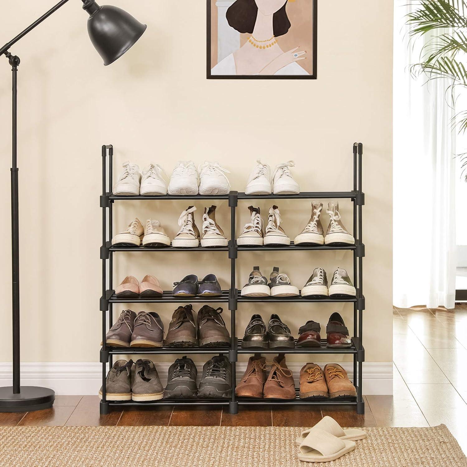 Black 10-Tier Metal Shoe Storage Shelf