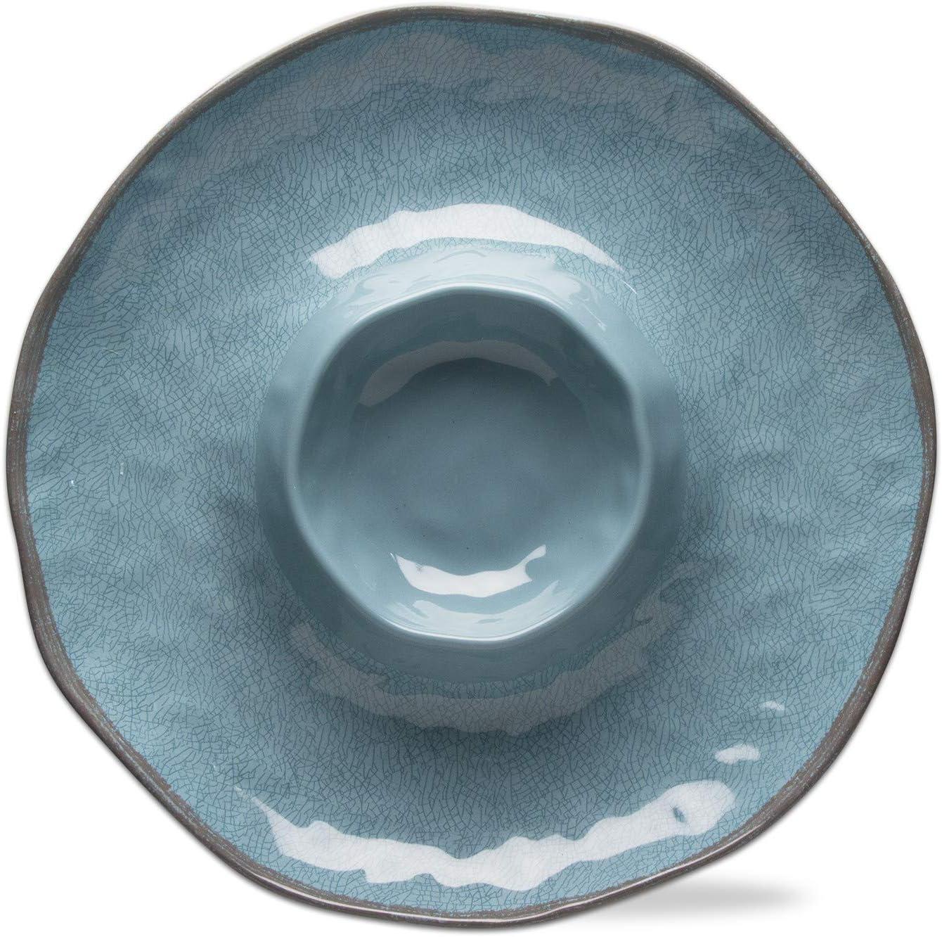 Aqua Blue Round Melamine Chip and Dip Platter