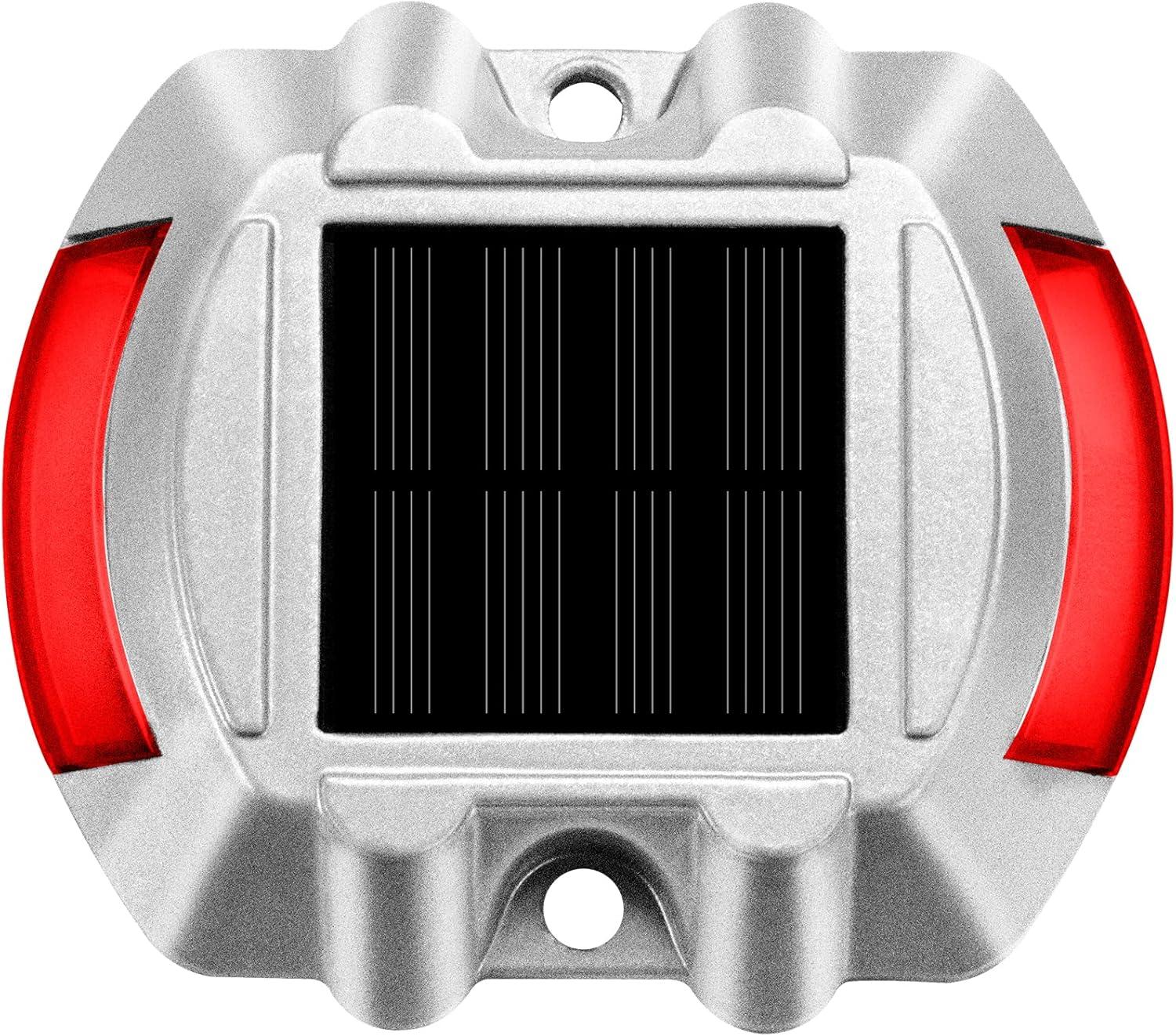 Vevor Solar Driveway Lights, 4-Pack With Switch Button, Waterproof Deck Lights, Wireless Dock 6 LEDs for Path Warning Garden Walkway Sidewalk Steps, LED Bright Green