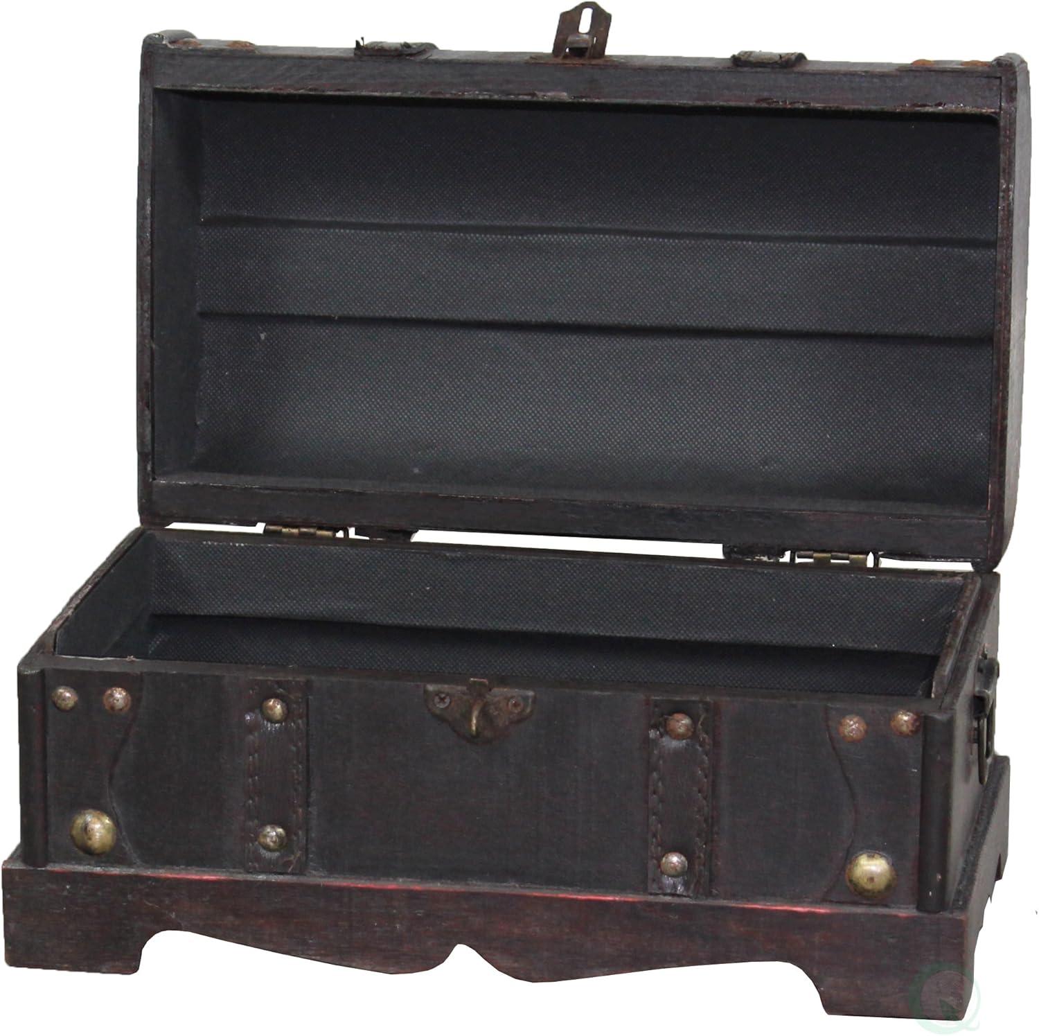 Vintiquewise Small Pirate Style Wooden Treasure Chest
