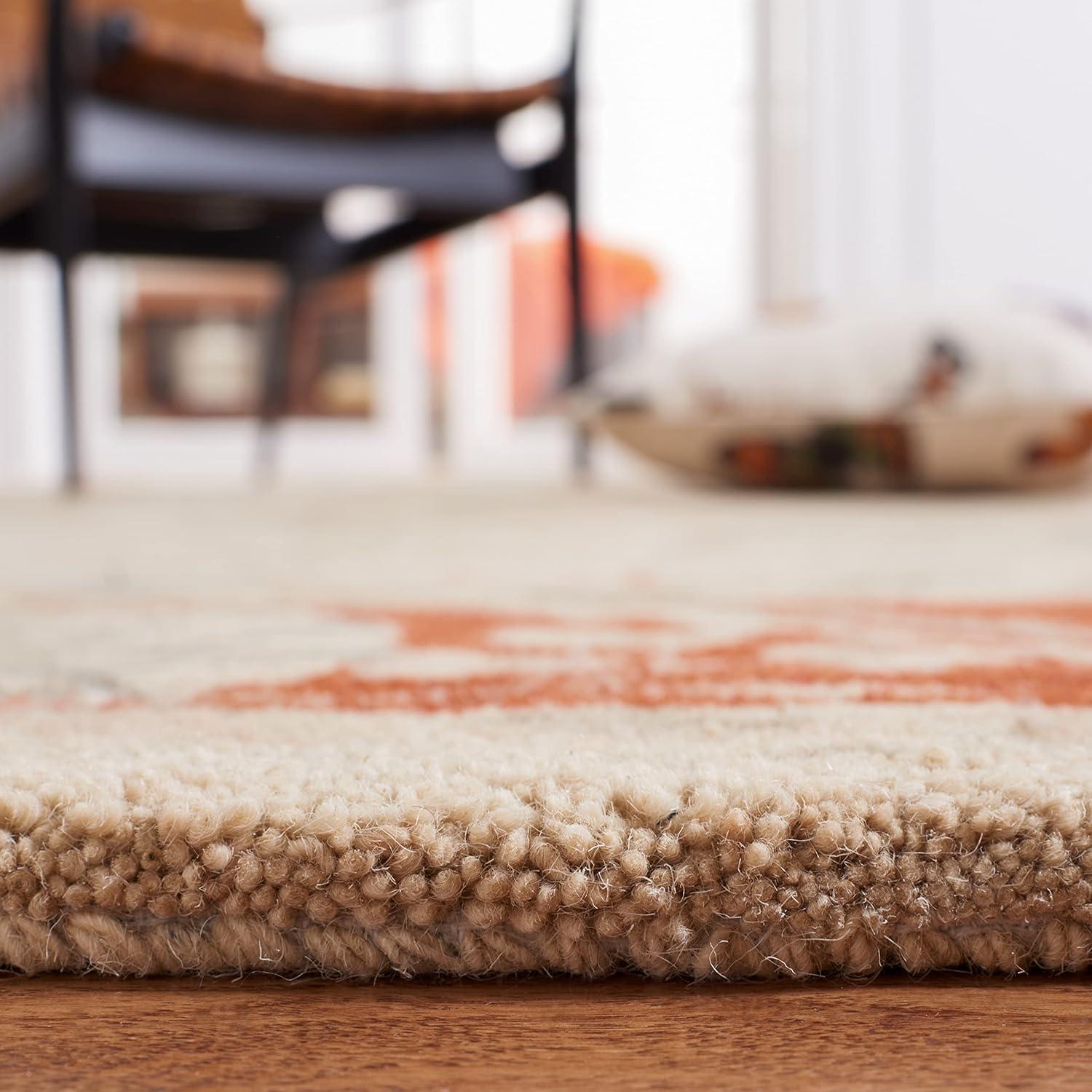 Handmade Red and Taupe Wool 9' x 12' Tufted Area Rug