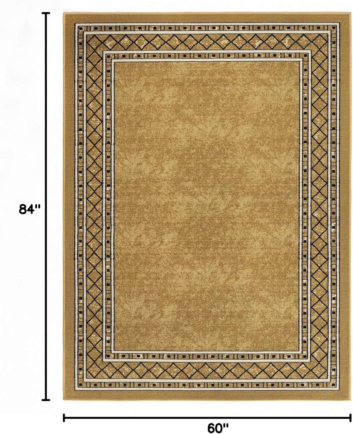 Brown Rectangular Non-Slip Synthetic 5' x 7' Area Rug