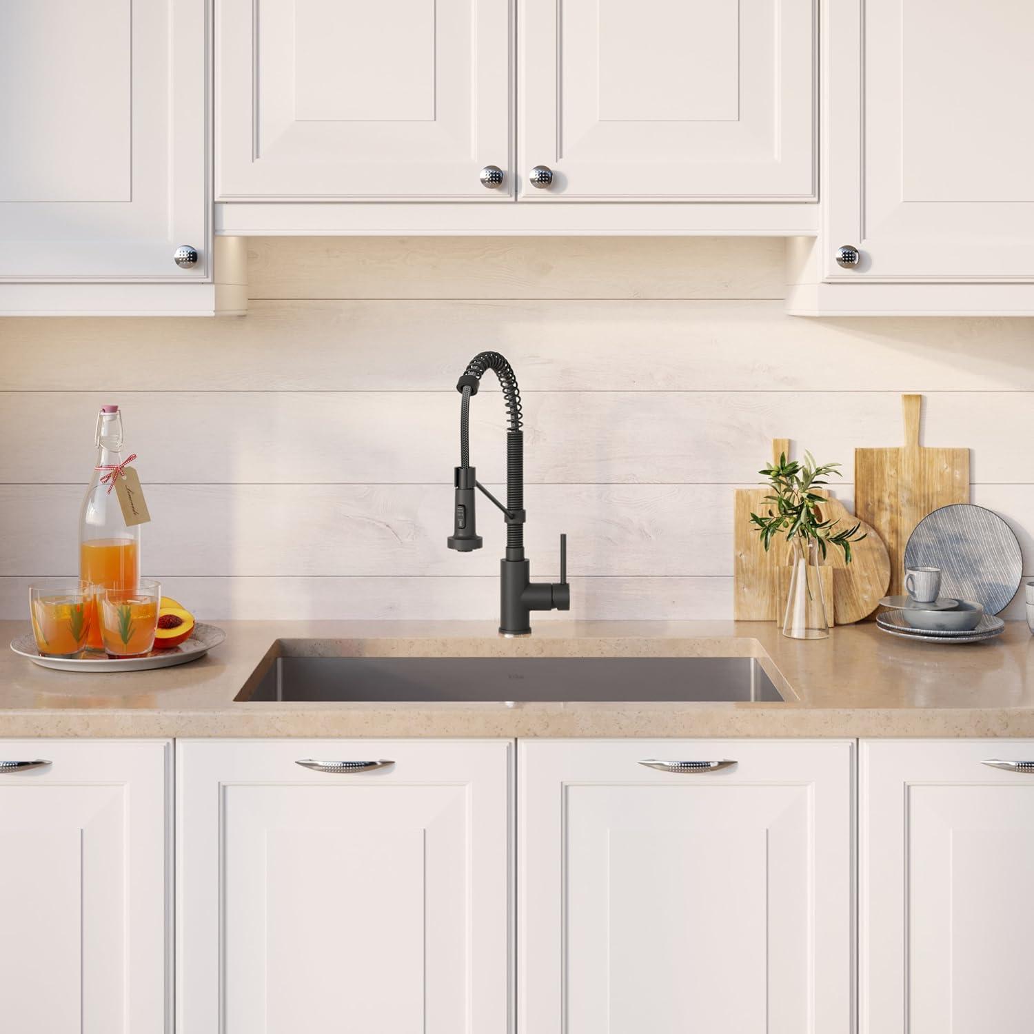 KRAUS 30-in Standart PRO Kitchen Sink Combo Set with Bolden Kitchen Faucet and Soap Dispenser