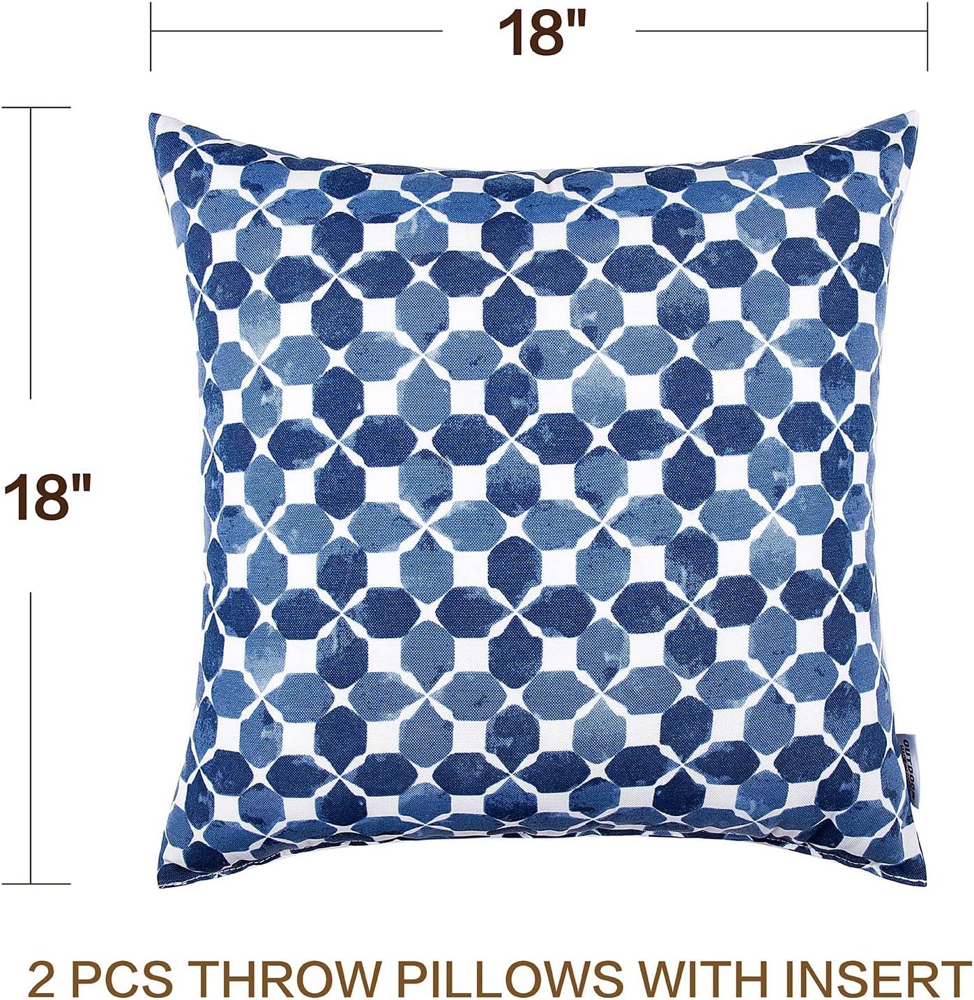 Blue Geometric Pattern Square Outdoor Cushion Set