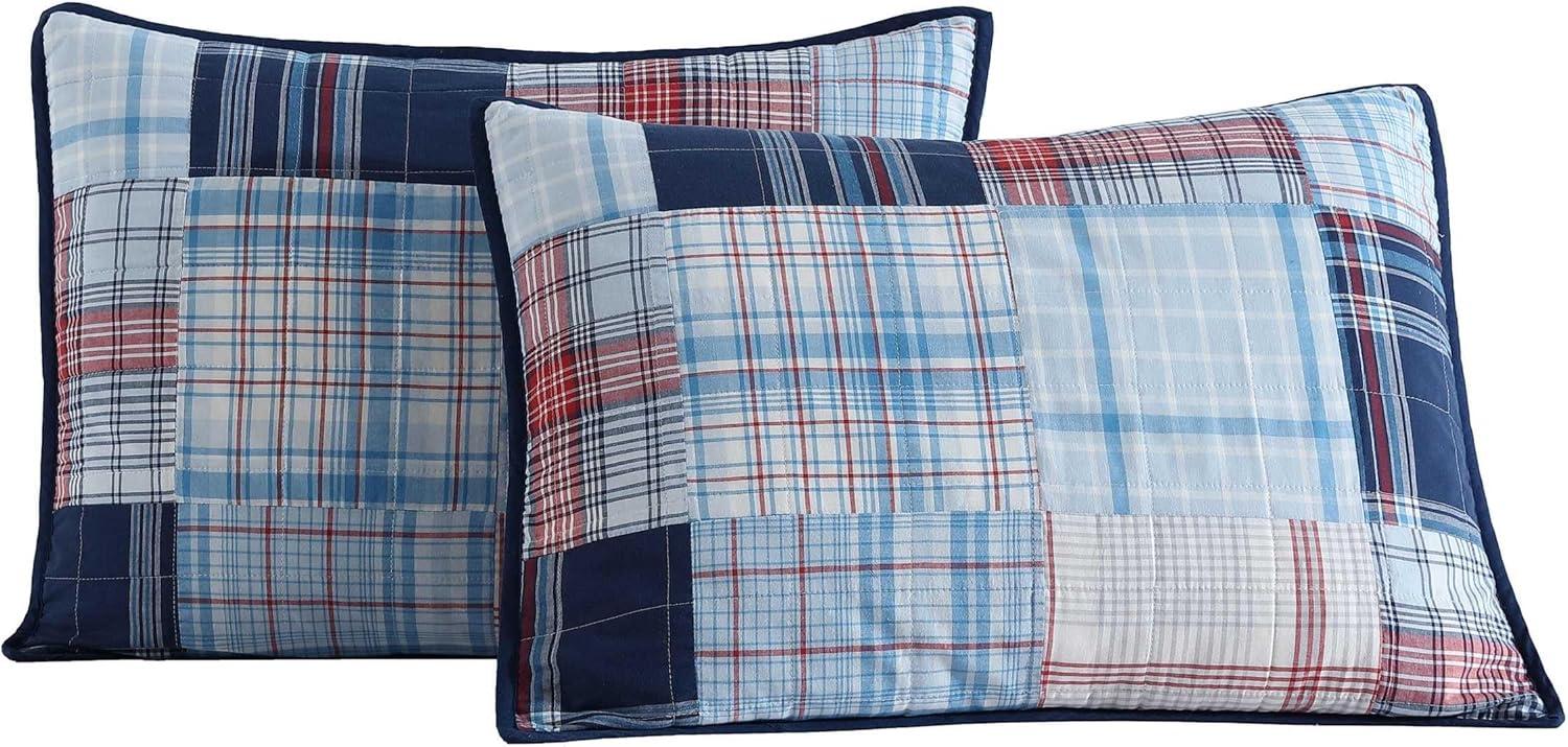 Stony Point Blue Plaid Cotton King Shams