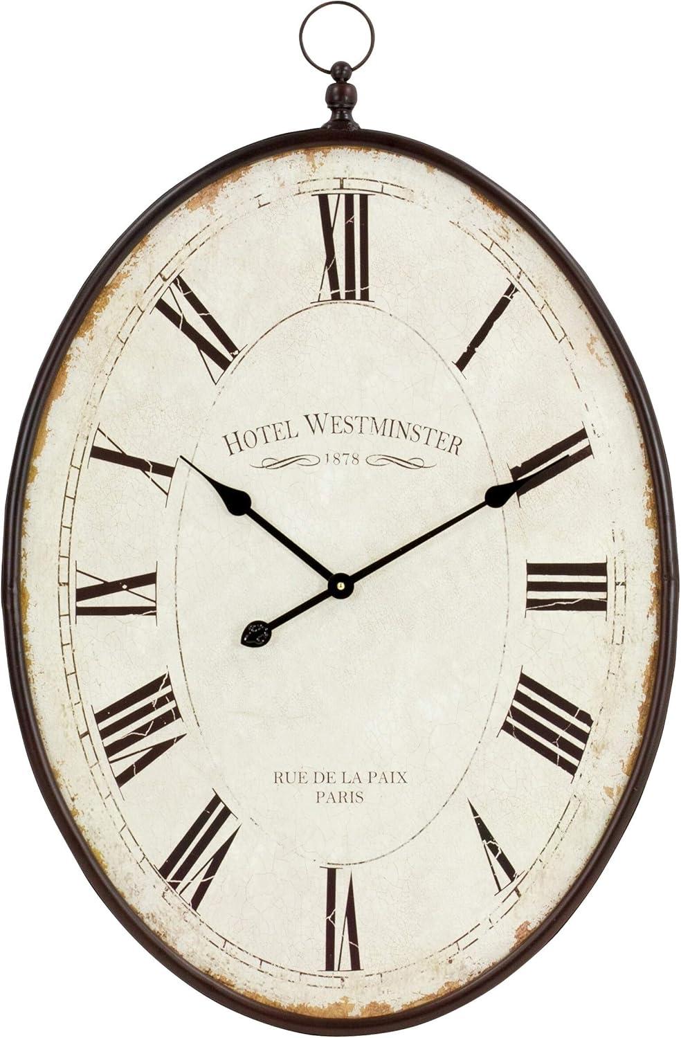 Aspire Home Accents Ines Large Oval Wall Clock - 36"H x 23.5"W x 1.5"D