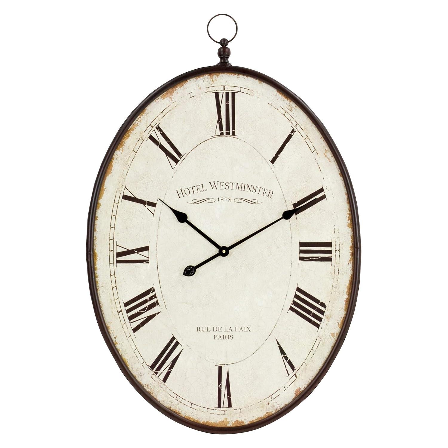 Aspire Home Accents Ines Large Oval Wall Clock - 36"H x 23.5"W x 1.5"D