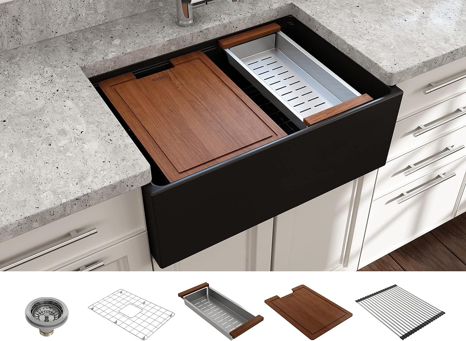 Contempo 33'' L Farmhouse Apron-Front Fireclay Kitchen Sink