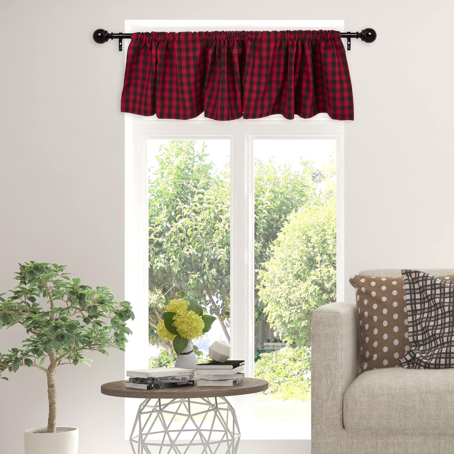 Red Logger Check Window Valance 72x14
