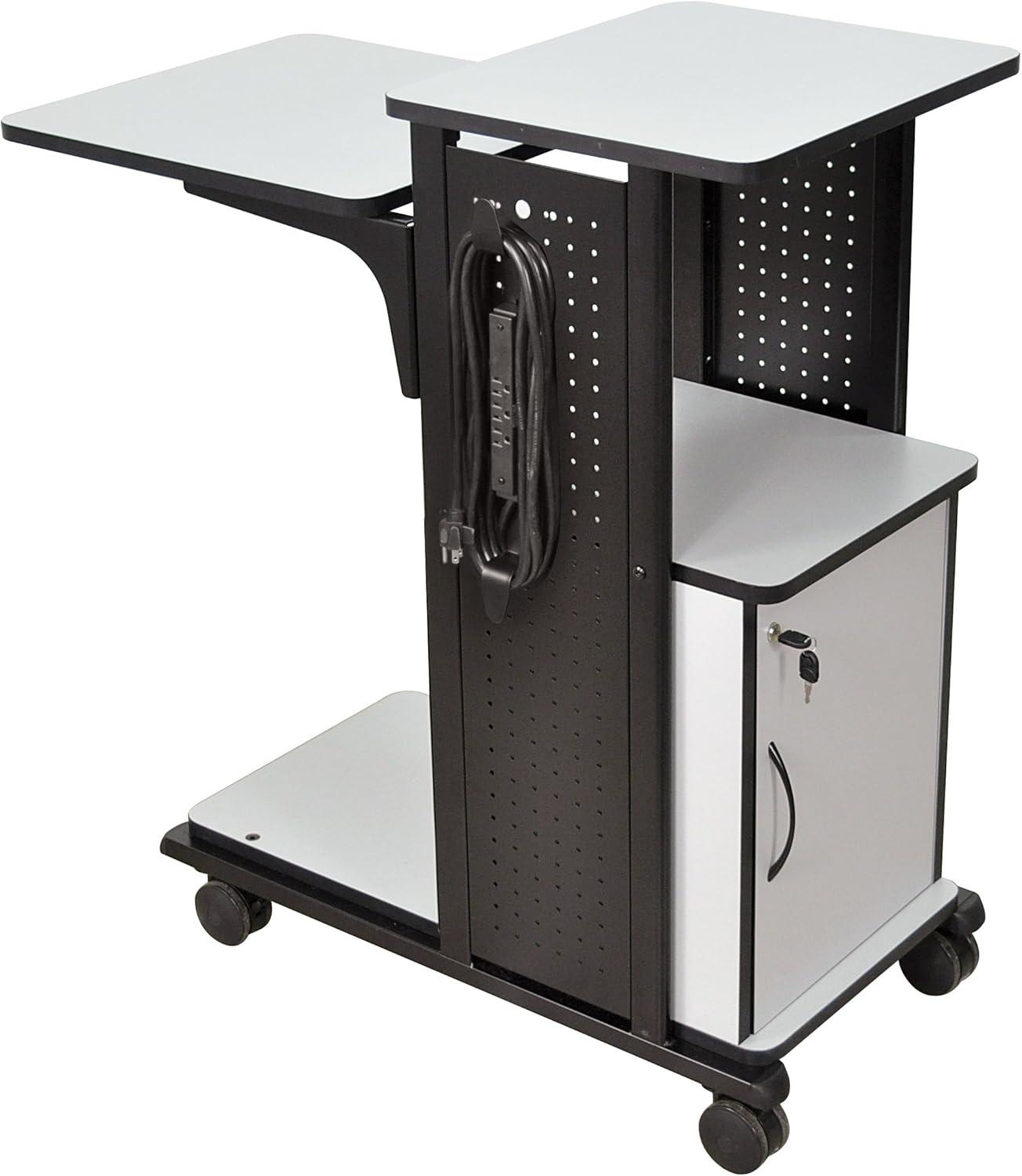 WorkplaceEssentials 4-Shelf Mobile Presentation Station AV Cart with Cabinet