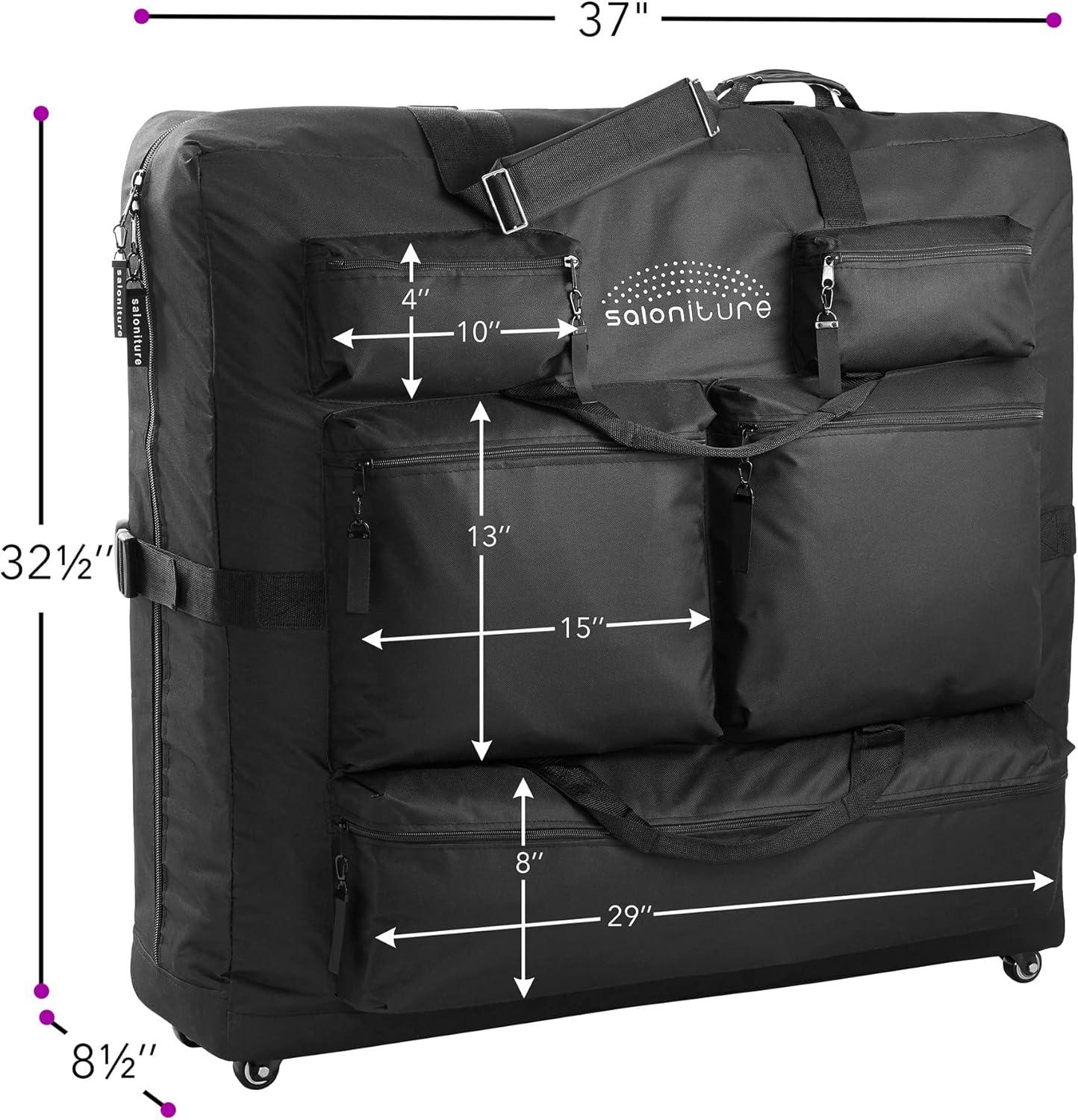 Saloniture Professional Universal Carry Case for Massage Table with Wheels - Black