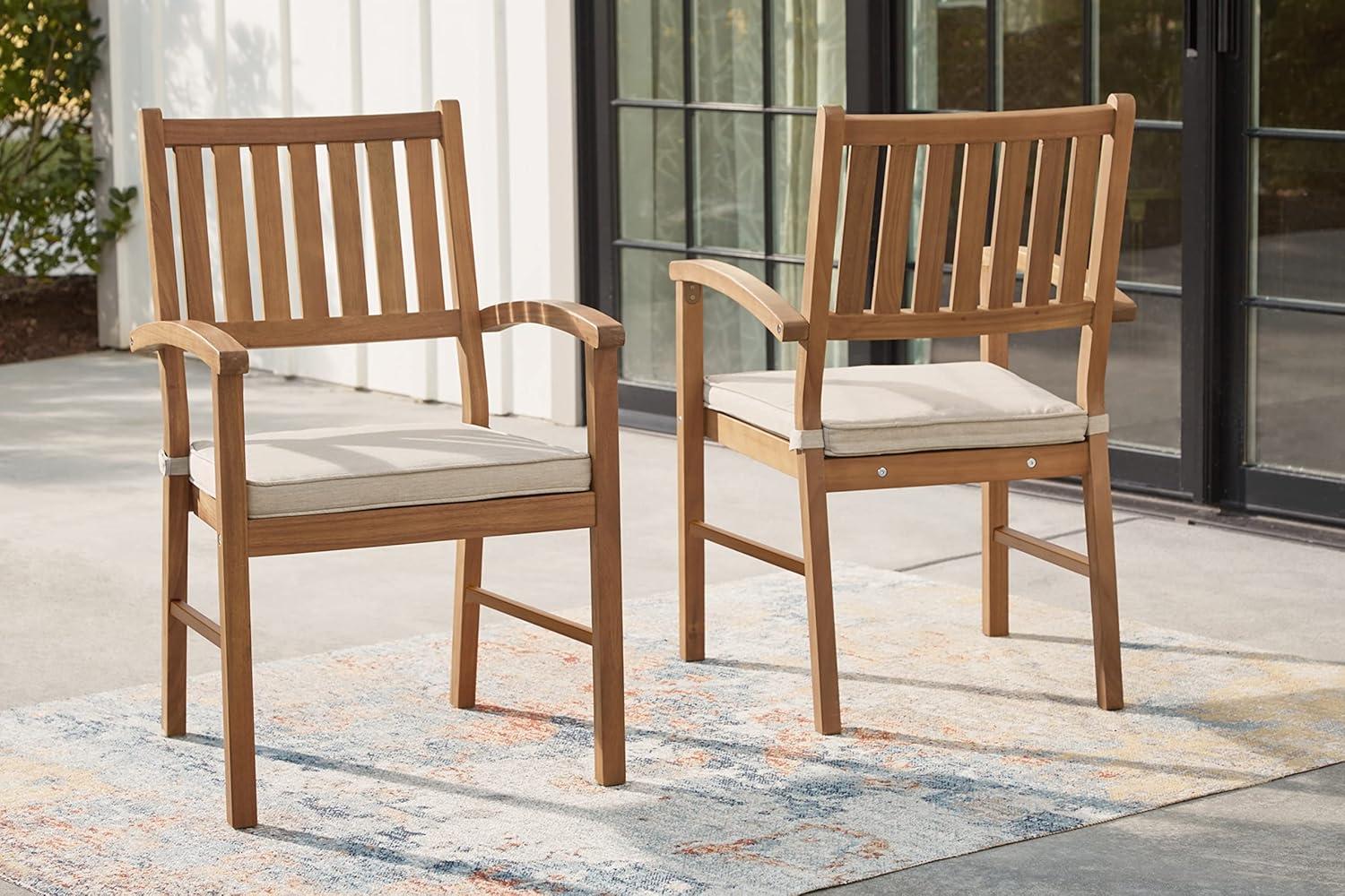 Gennine Outdoor Dining Armchair with Cushion (Set of 2)