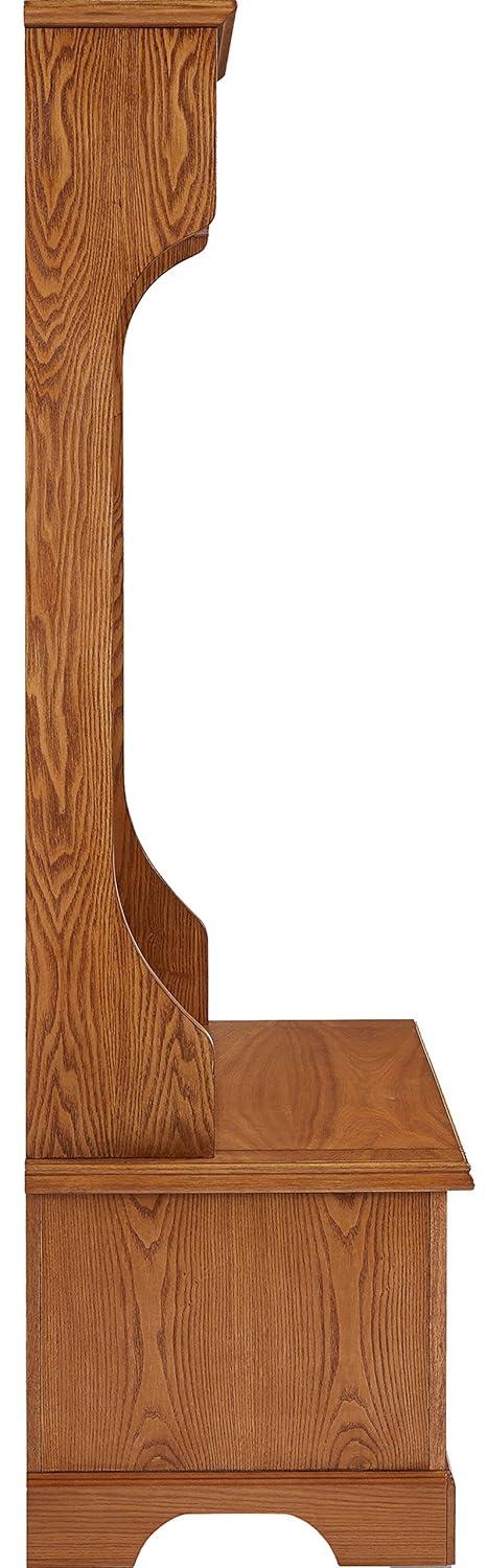 Campbell Hall Tree Oak - Crosley: Spacious Bench, 4 Double Hooks, Shoe Storage