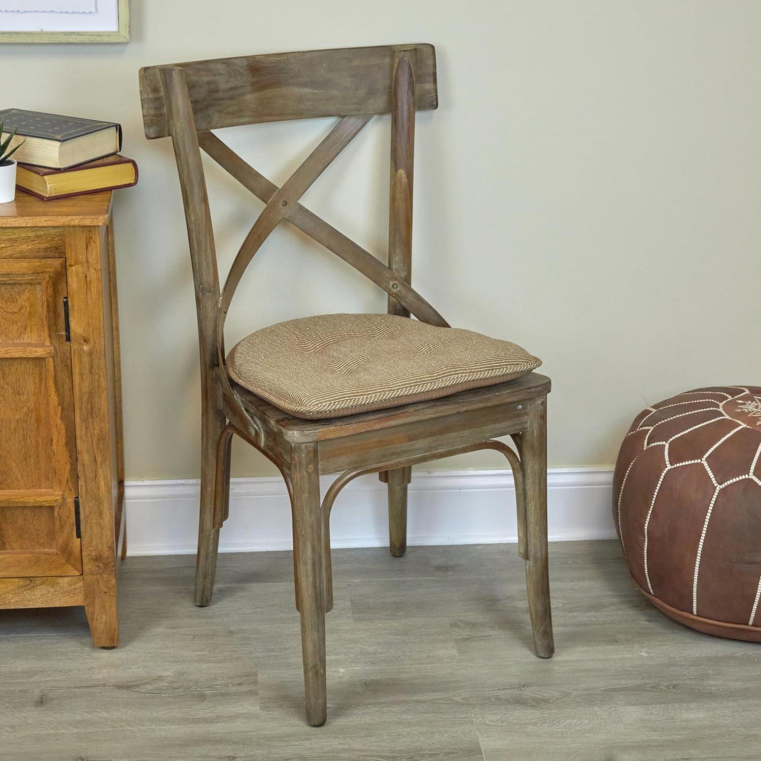 Gripper 2pc 15"x16" Non Slip Saturn Tufted Chair Cushions Tan: Indoor Rectangle Polyester Basket Weave Beige