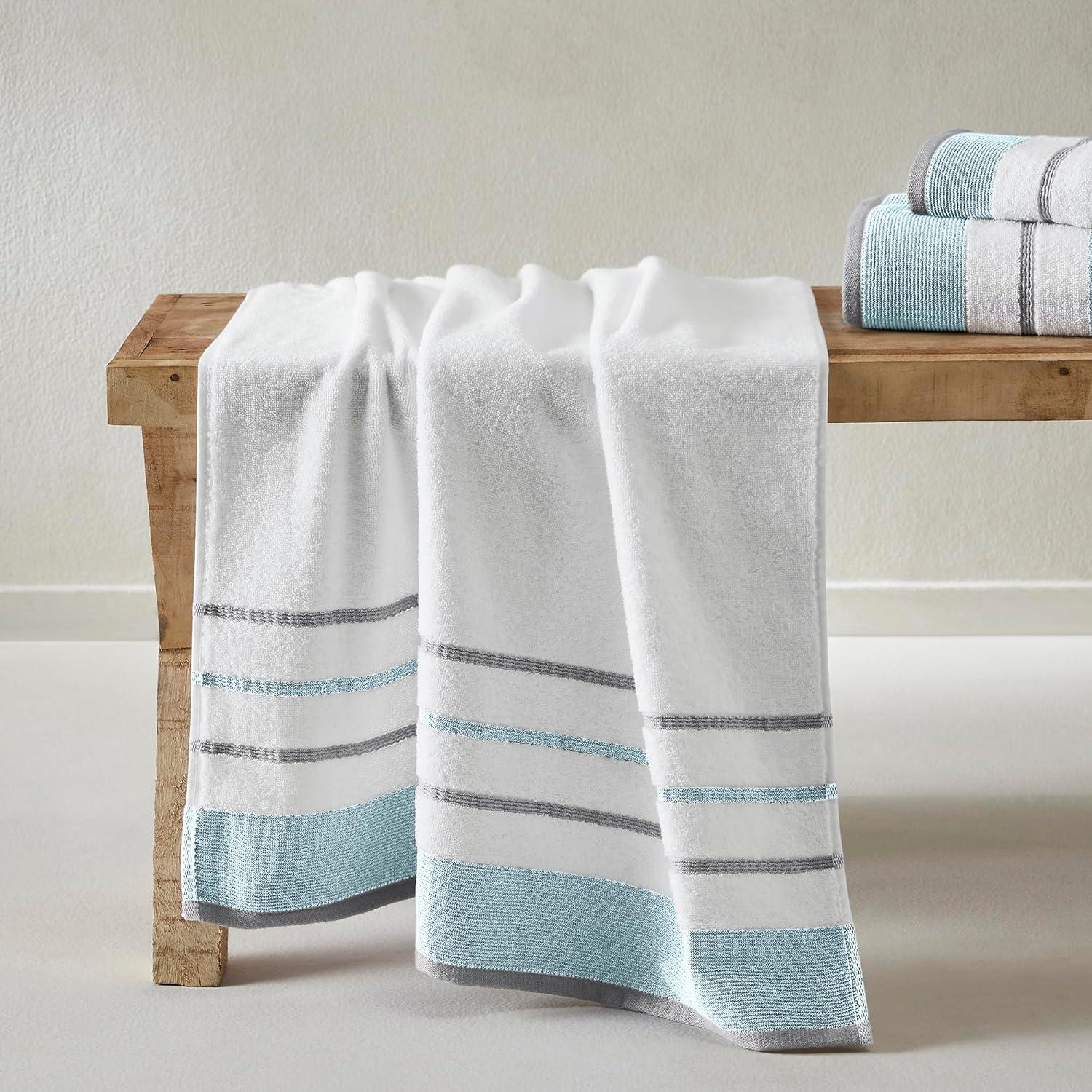 Combed Cotton Decorative Quick-Dry Towel Set (6 Piece Set, Eucalyptus / Grey)