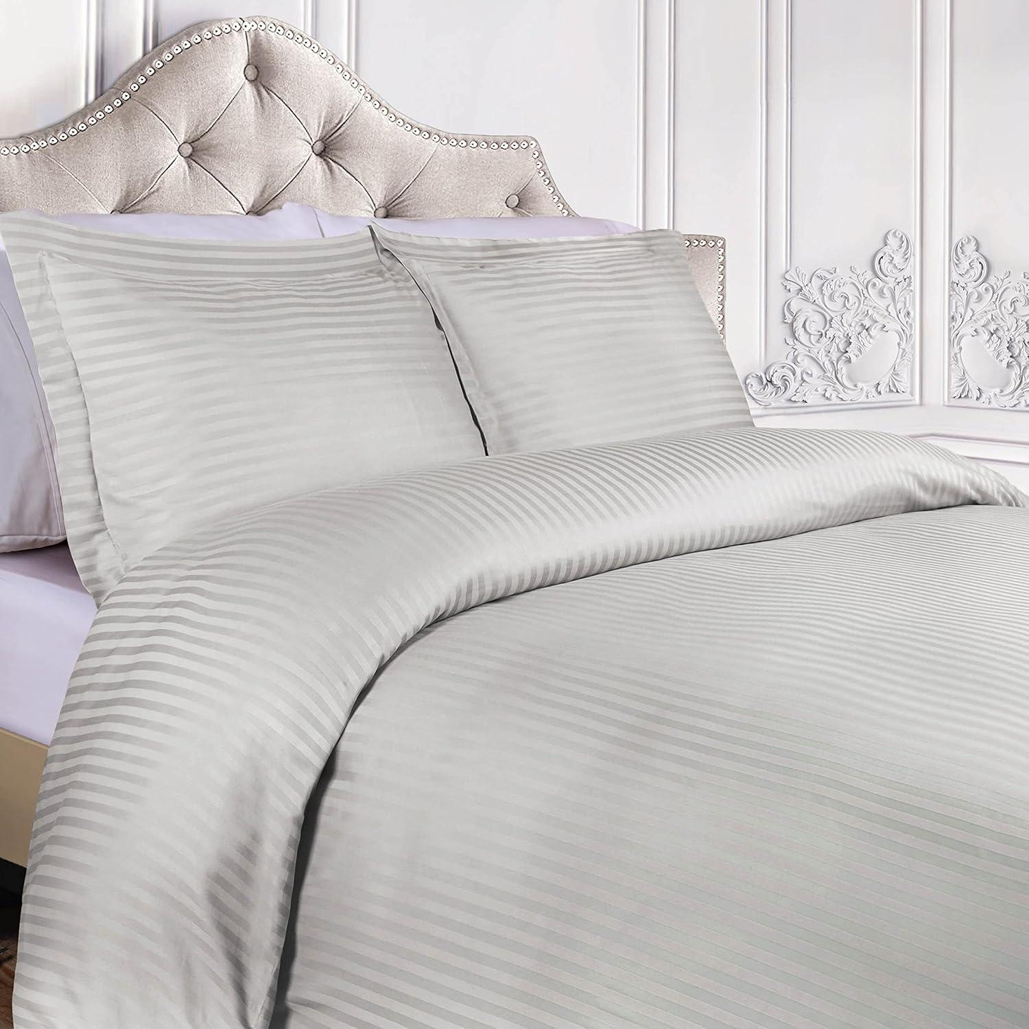 100% Egyptian-Quality Cotton Traditional Sateen Striped Luxor Treasures Duvet Cover Set