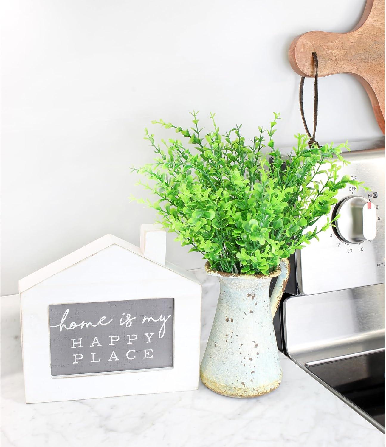 Cornucopia Brands Artificial Shrubs, 8pk; Faux Plastic Leafy Greenery Imitation Boxwood Plants, Indoor/Outdoor