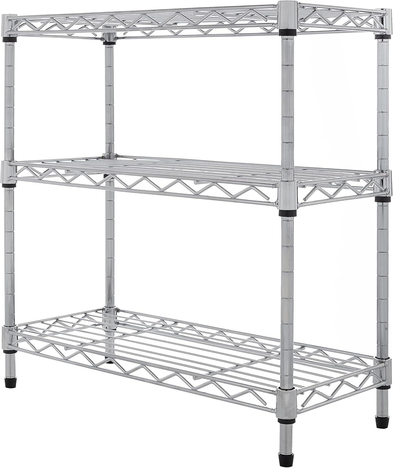 Seville Classics Mini 3-Tier Steel Wire Shelf Organizer Shelving for Cabinets, Bath, Kitchen, Countertop, 17. 5" W x 7. 5" D, Chrome