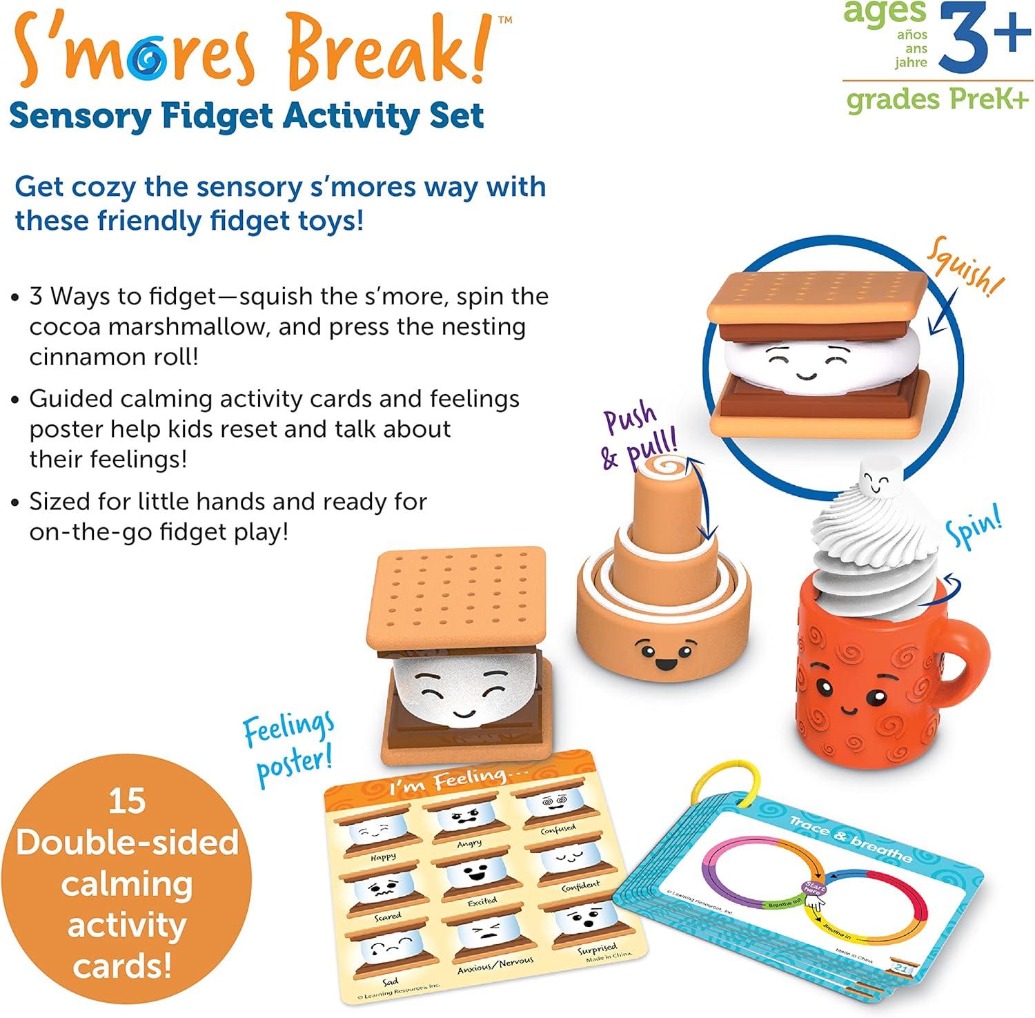 Learning Resources S’mores Break!™ Sensory Fidget Activity Set, 19 Pieces Ages 3+, Sensory Fidget Toys, Social Emotional Learning, Fidget toys, calming toys,SEL skills