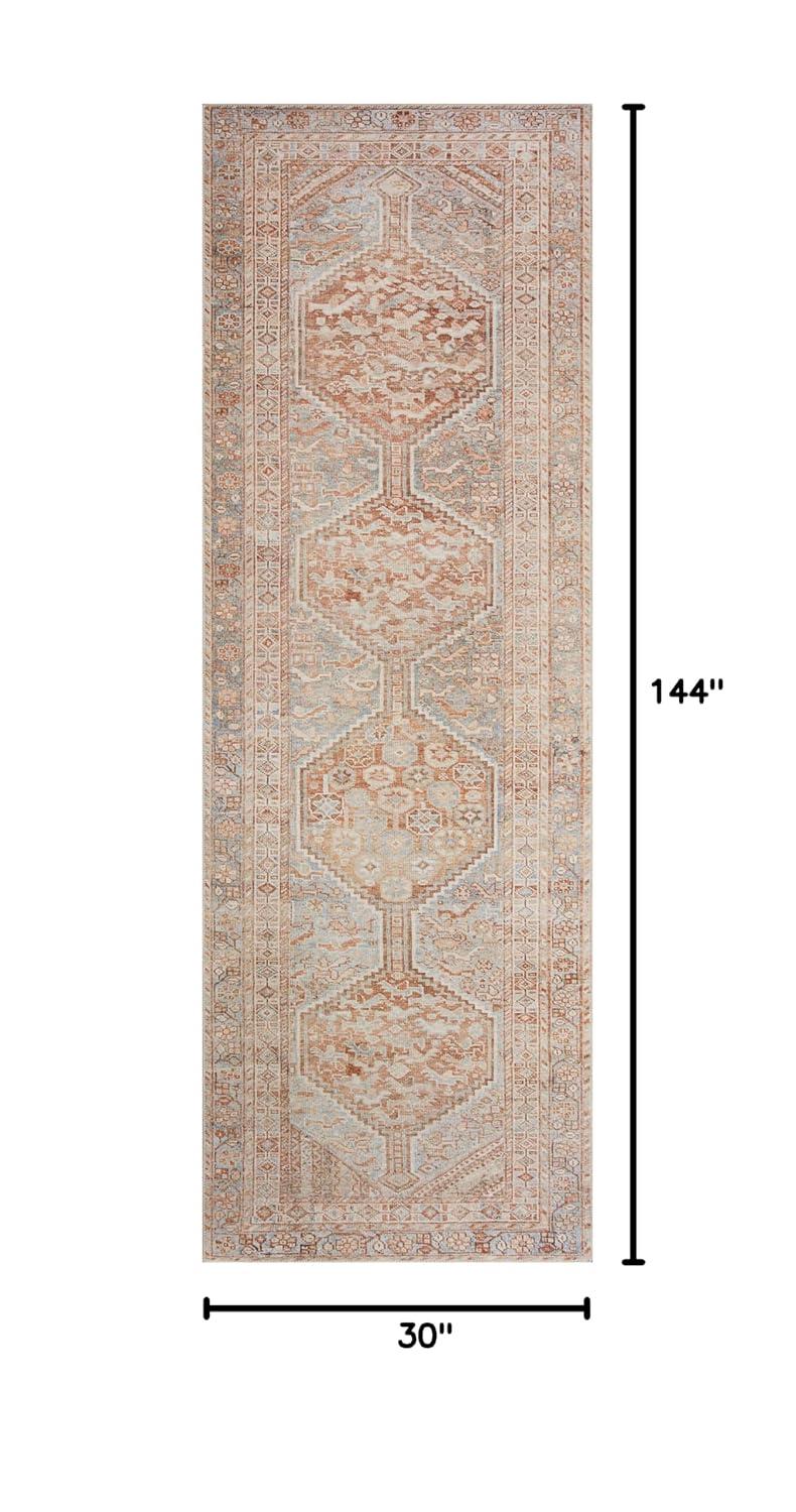 Jules Rug by Chris Loves Julia x Loloi - Tangerine and Mist / 2'6" x 12'