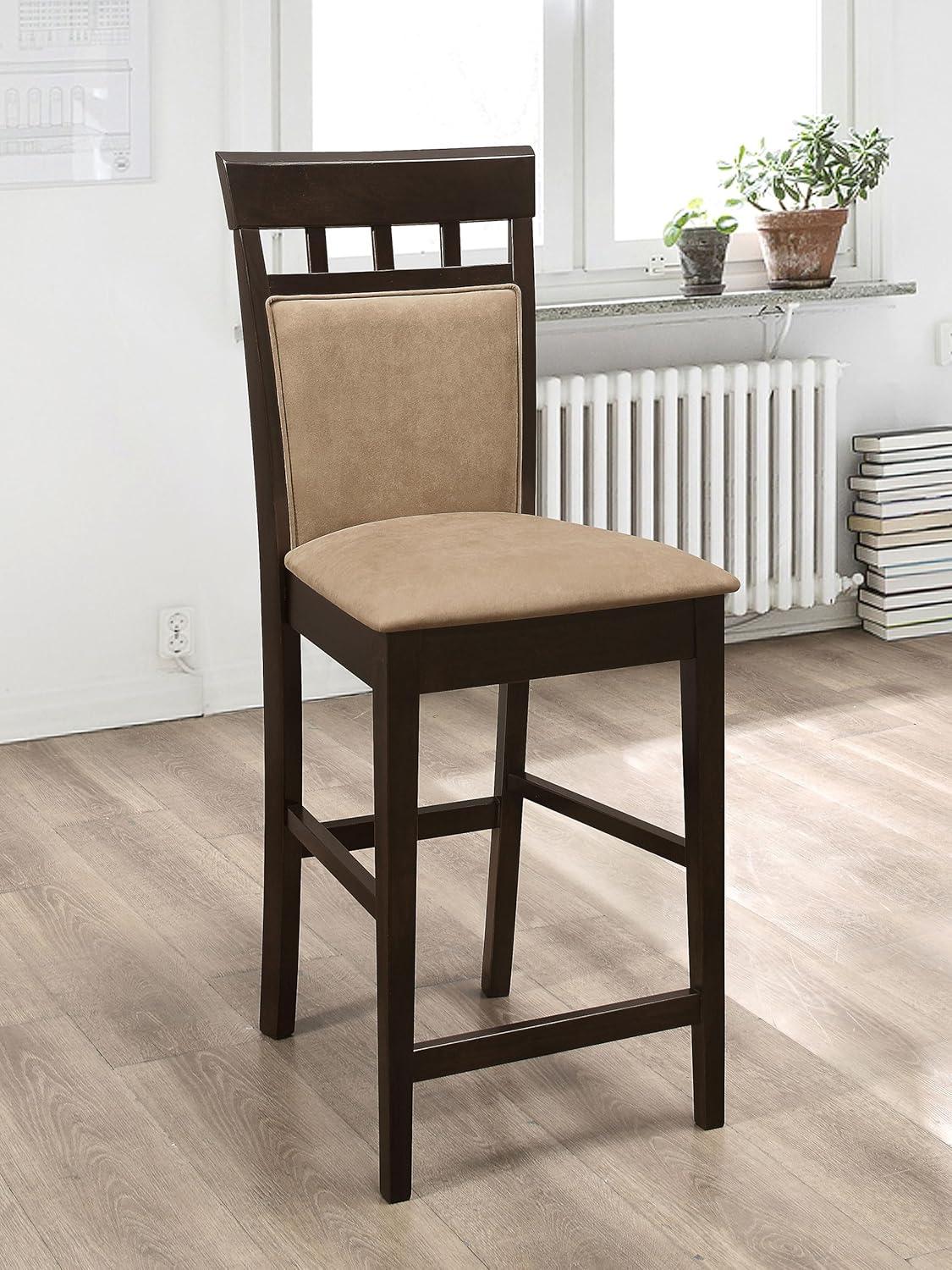Coaster Upholstered Microfiber Counter Height Stools in Tan
