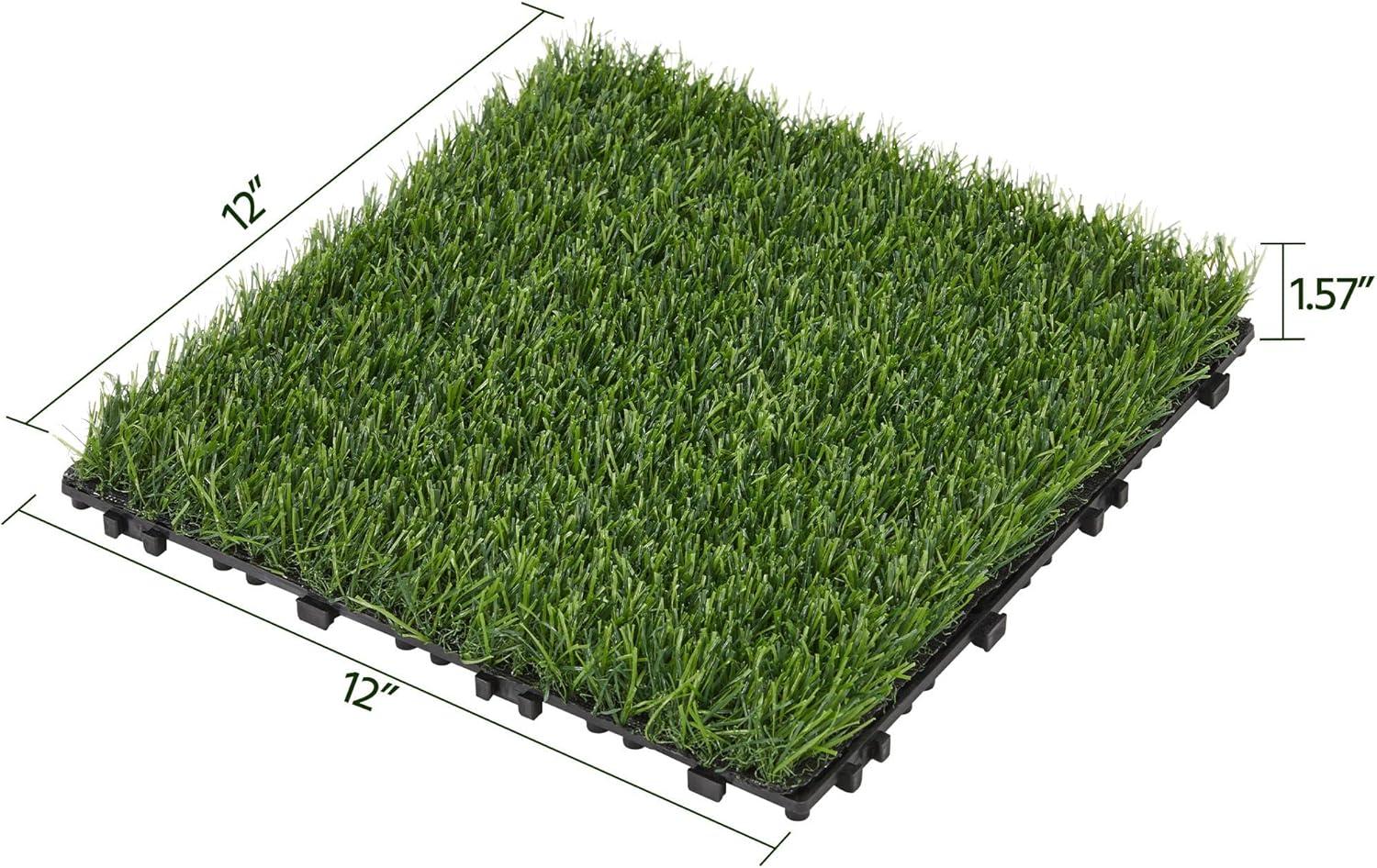 Yaheetech 12''x 12'' 27pcs Artificial Grass Interlocking Turf Tile Indoor/Outdoor Flooring Decor, Green