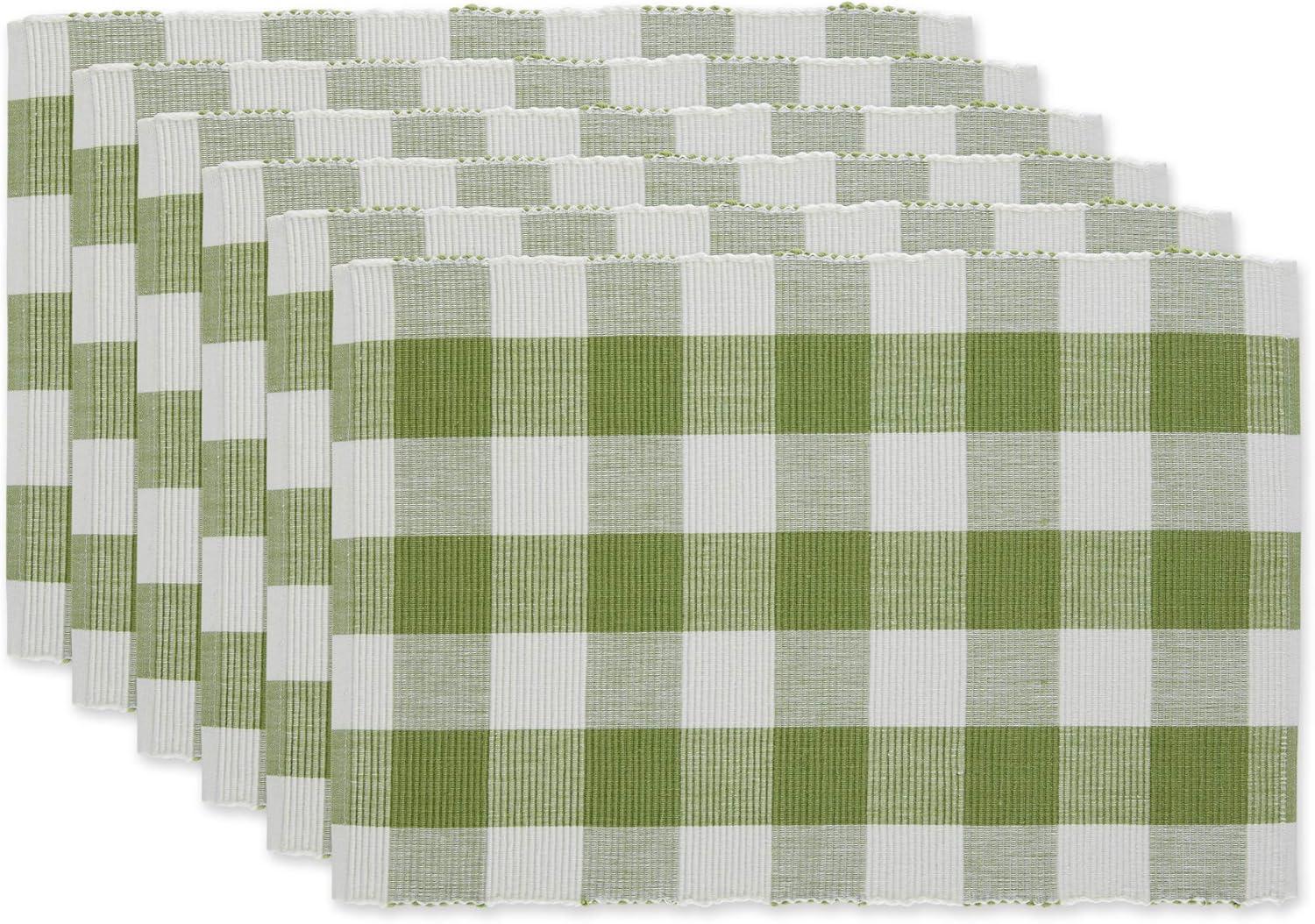 DII Antique Green Buffalo Check Ribbed Placemat (Set of 6)