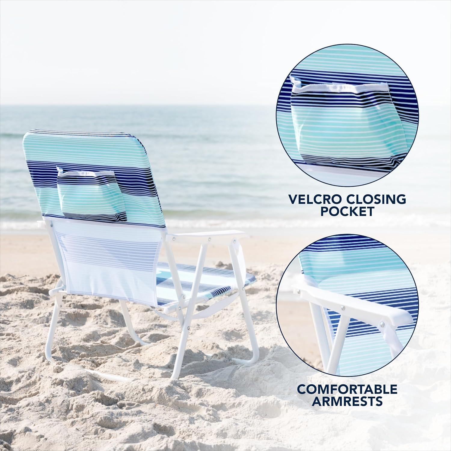 Caribbean Joe Folding Beach Chair, One Position with Armrests