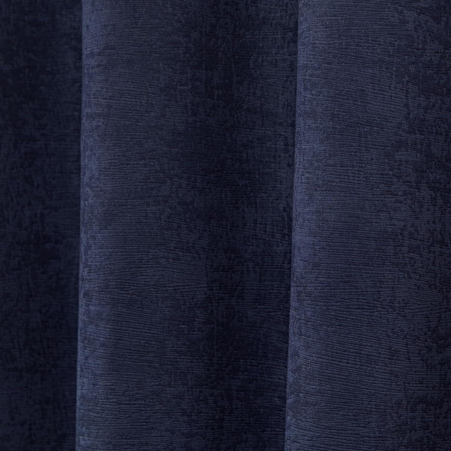 Set of 2 96"x52" Oxford Textured Sateen Thermal Grommet Top Window Curtain Panel Navy - Exclusive Home: Room Darkening, Living Room